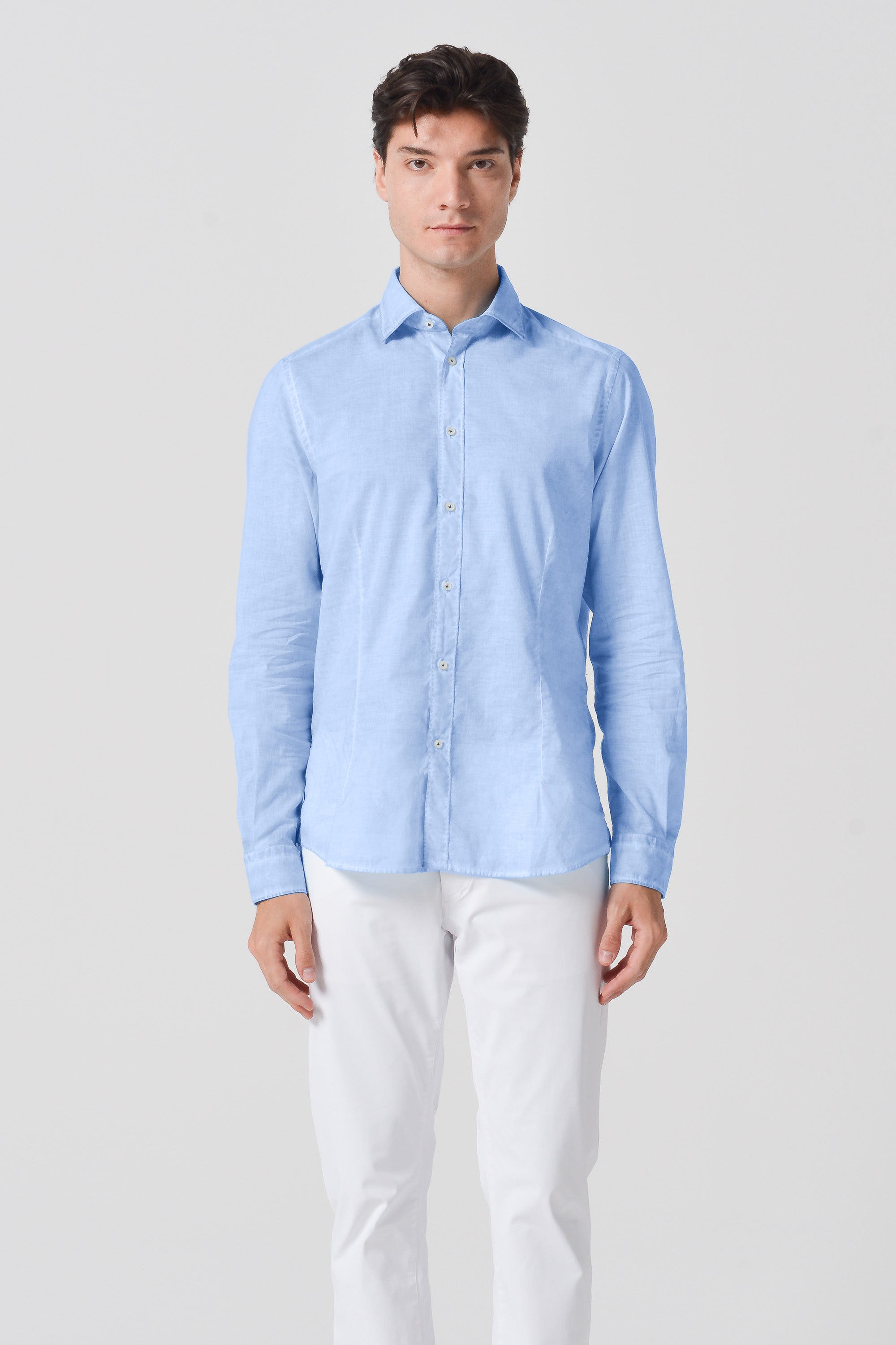 Slim Fit Voile Shirt - Cielo