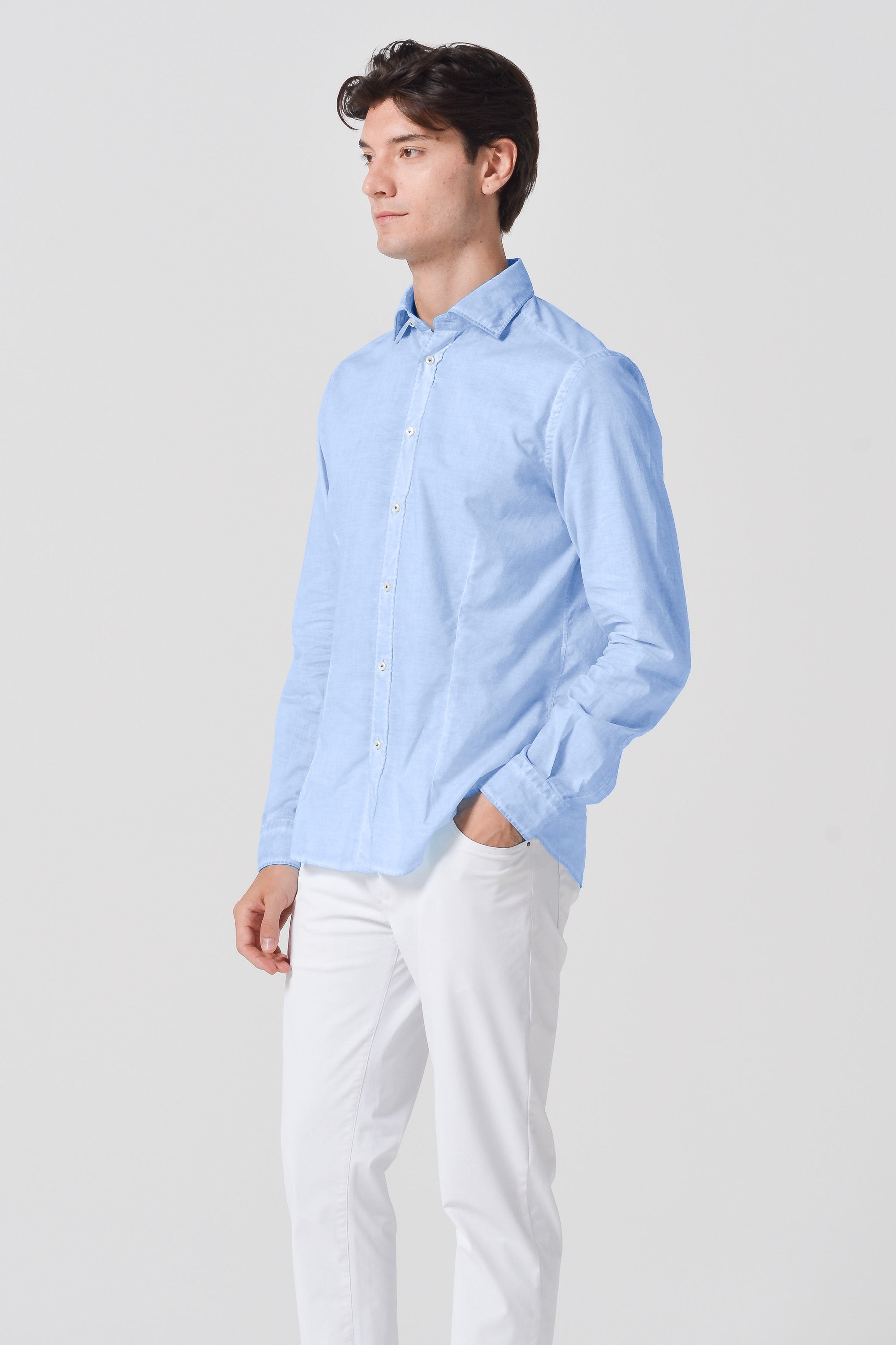 Slim Fit Voile Shirt - Cielo