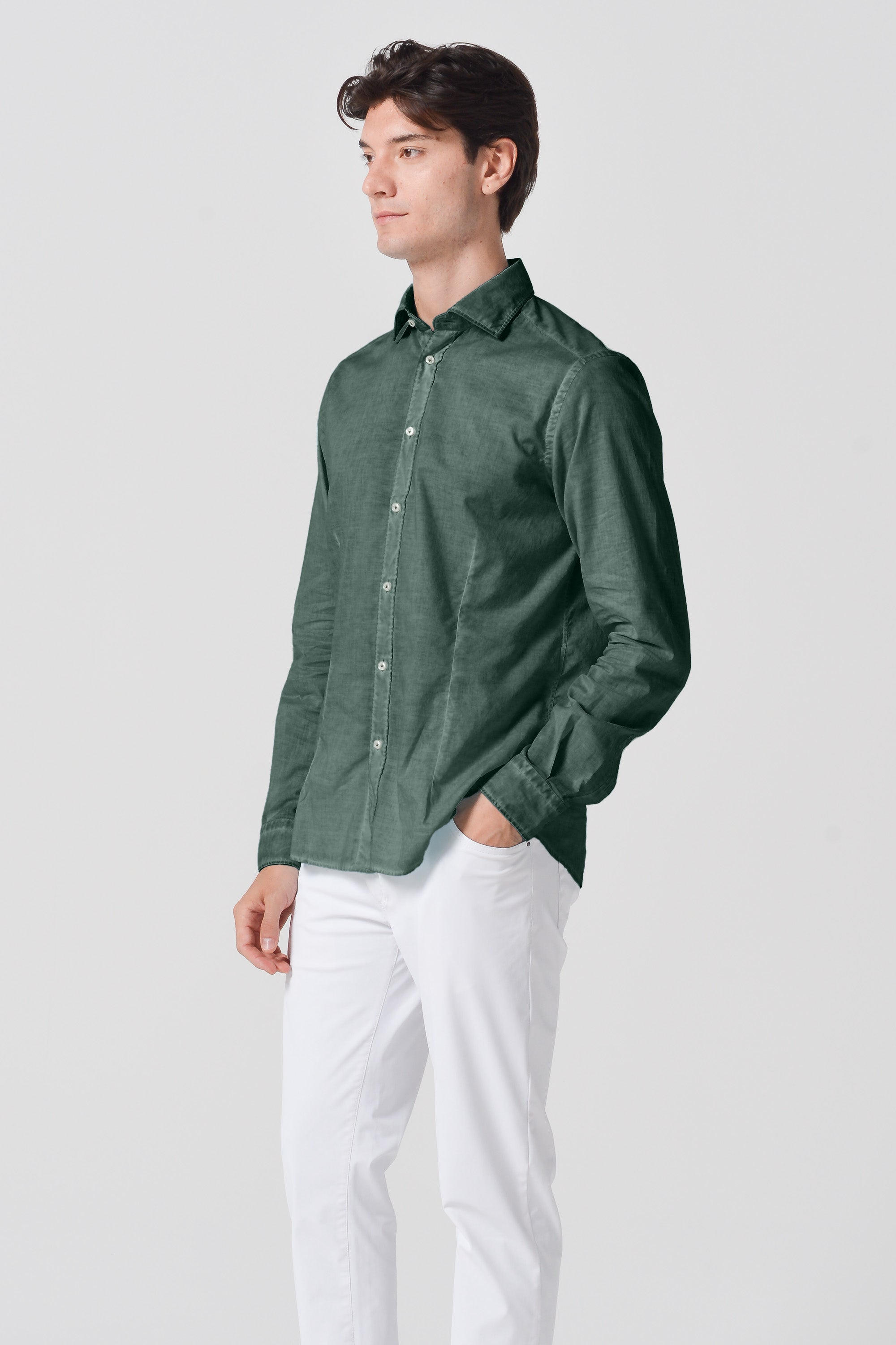 Slim Fit Voile Shirt - Nori