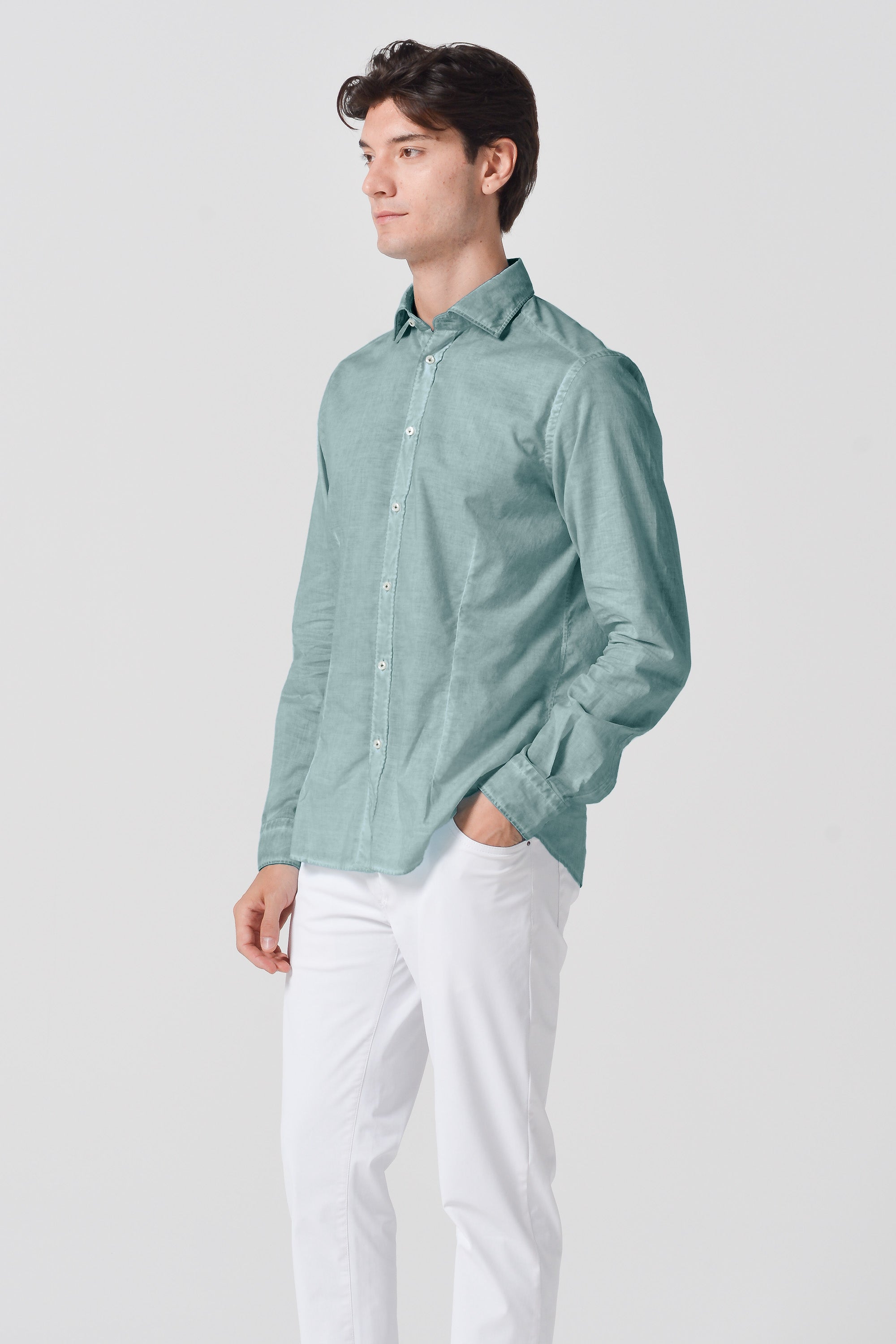 Slim Fit Voile Shirt - Shark