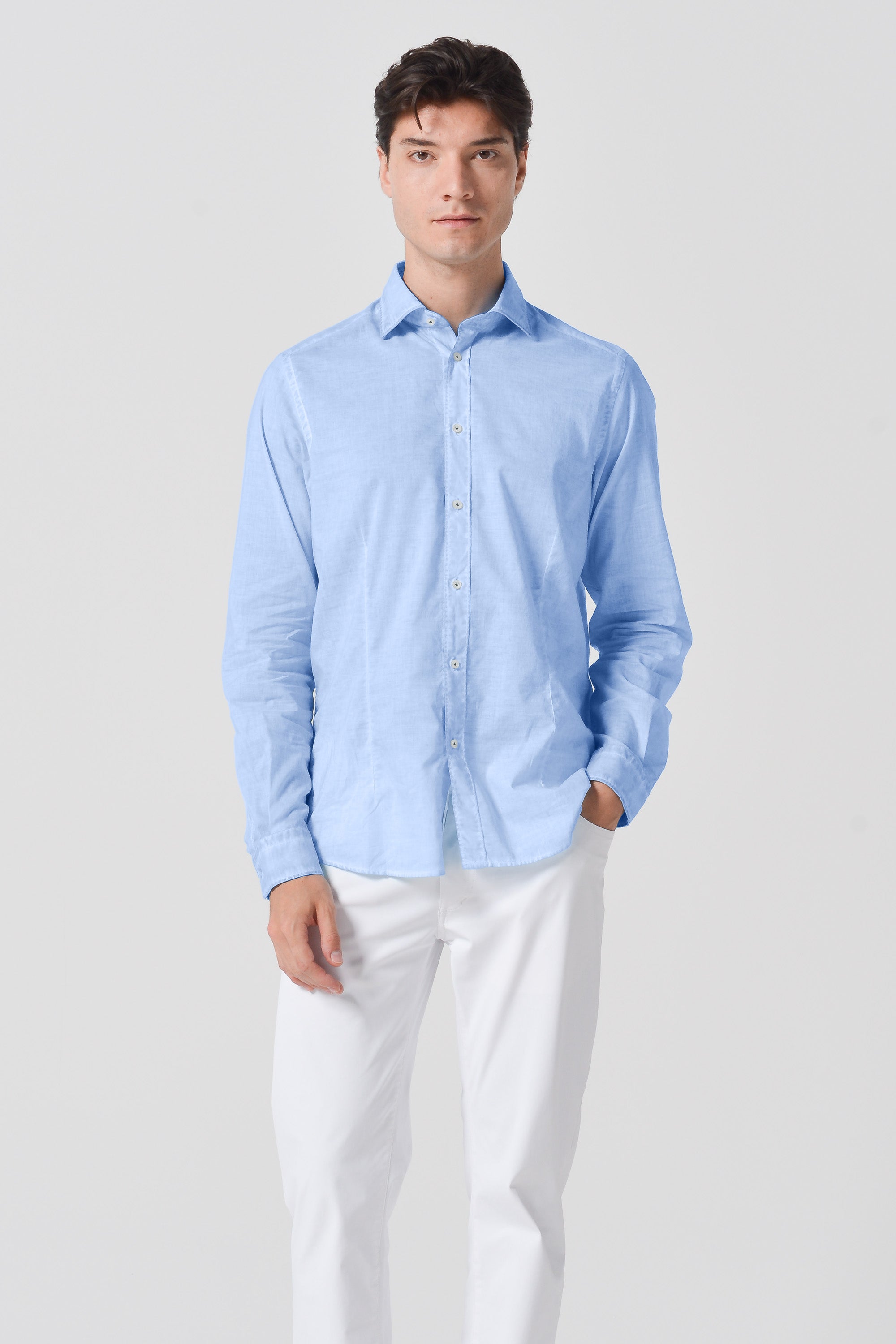 Slim Fit Voile Shirt - Cielo