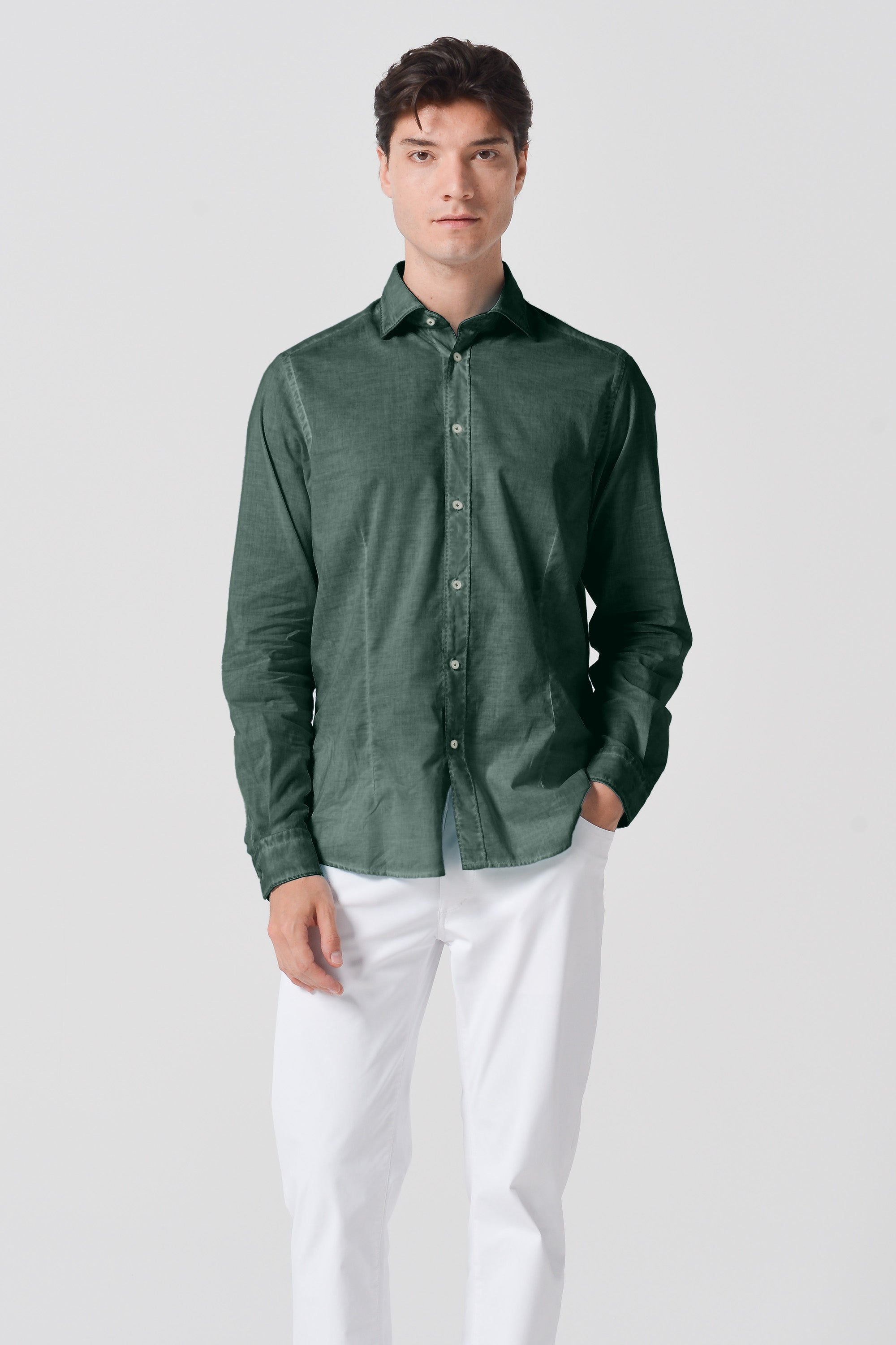 Slim Fit Voile Shirt - Nori