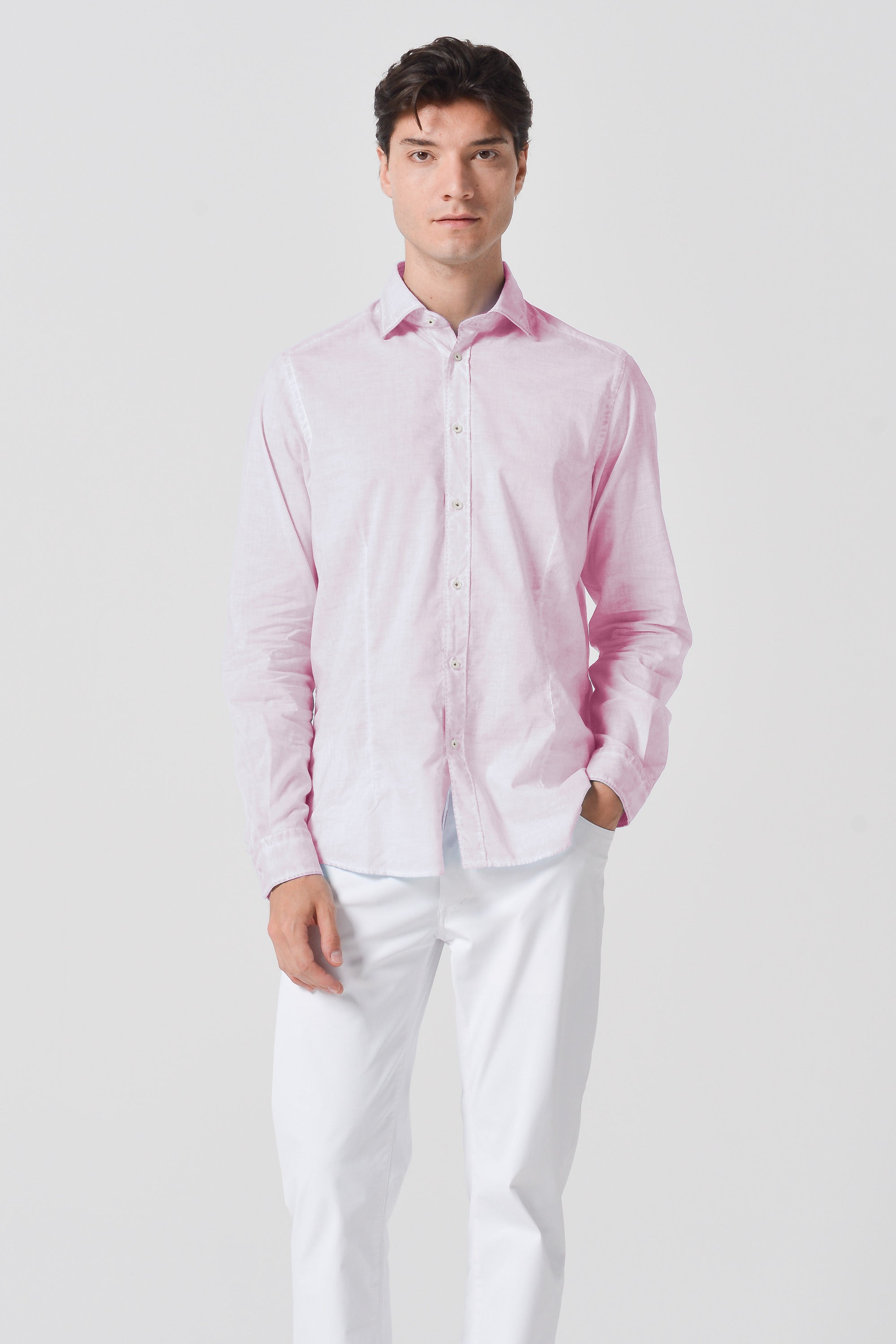 Camicia Slim Cotone Voile - Rose