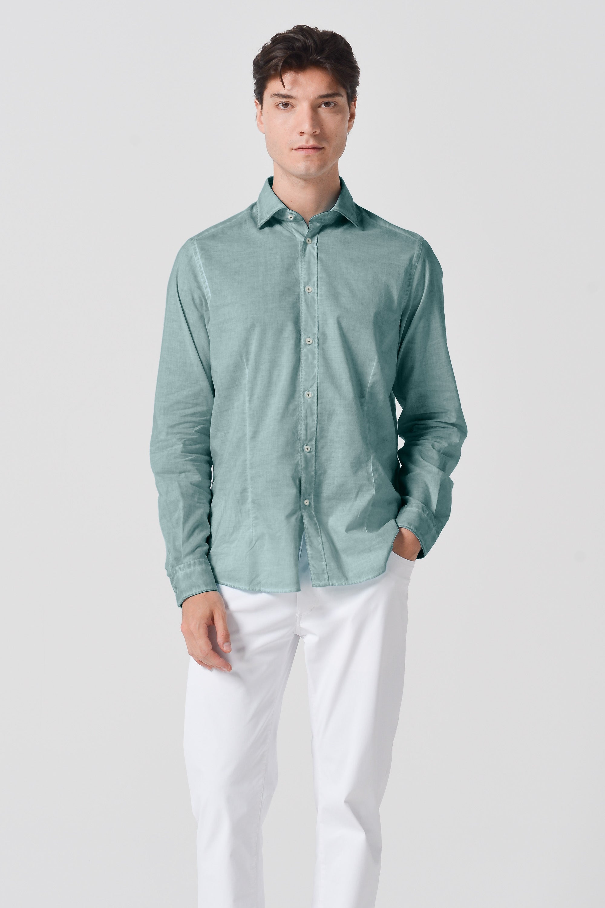 Slim Fit Voile Shirt - Shark