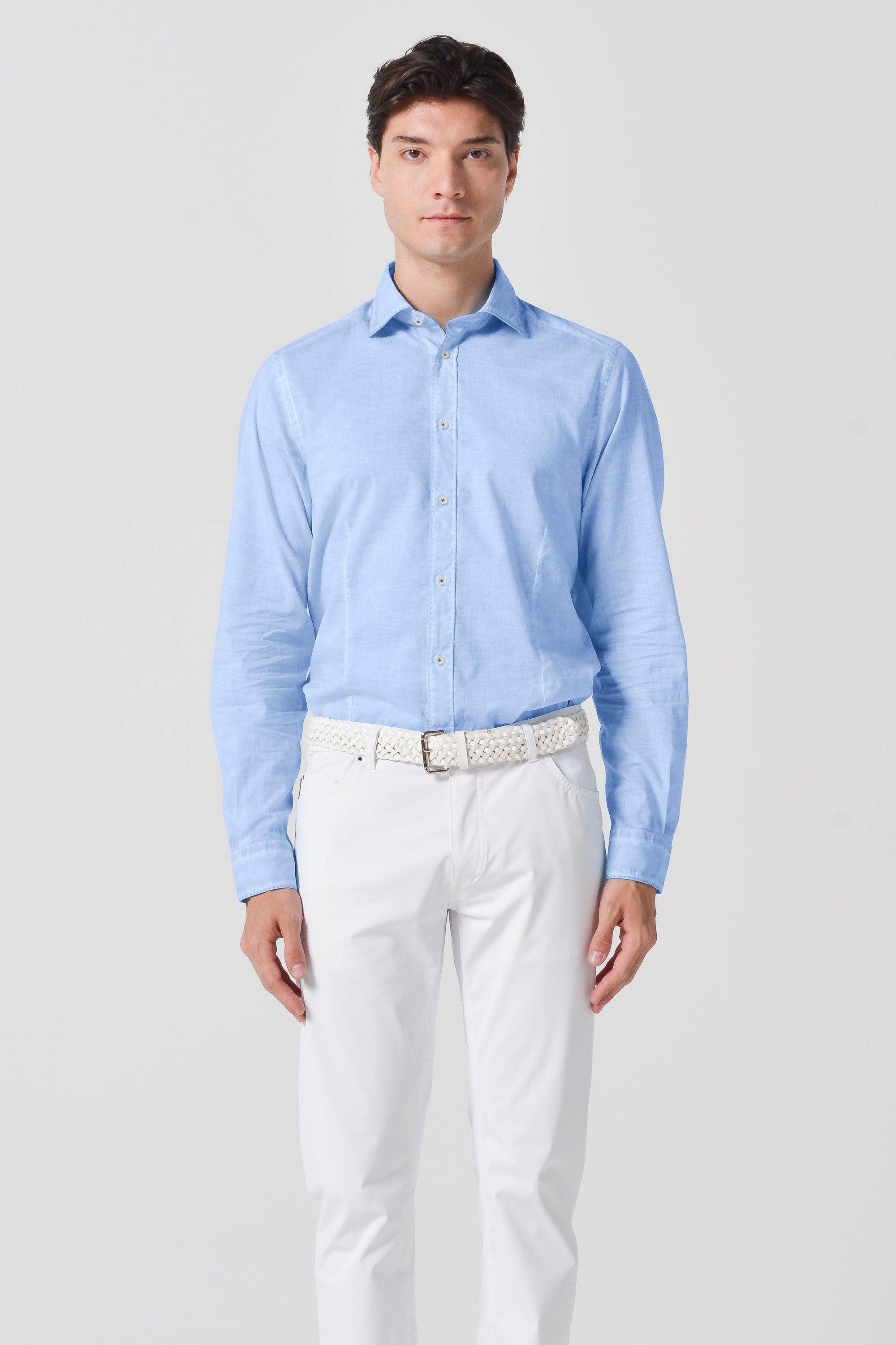 Slim Fit Voile Shirt - Cielo