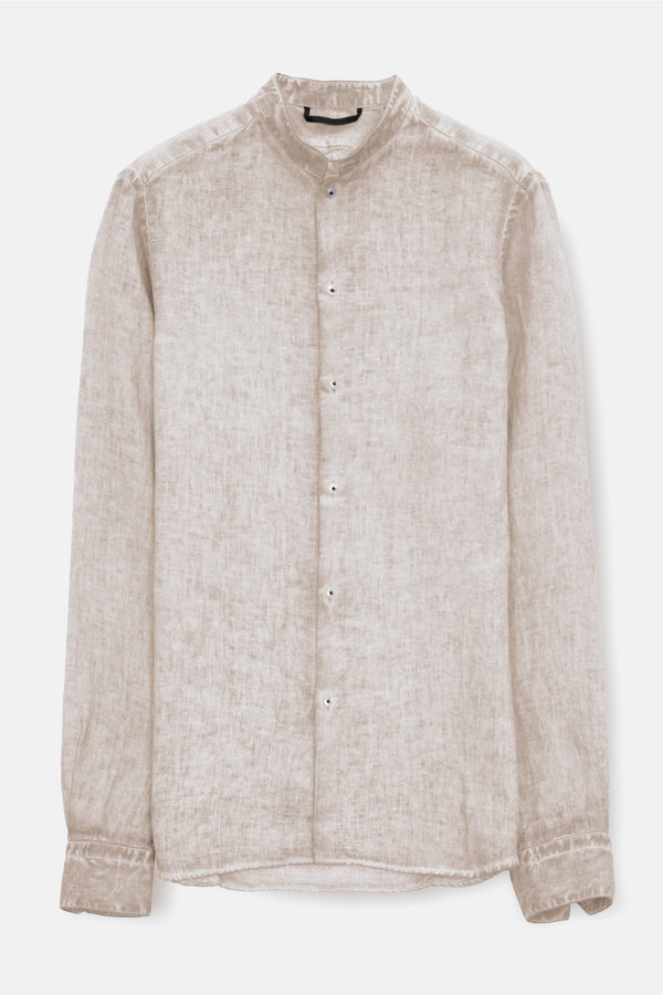 Banded Collar Linen Shirt - Canapa