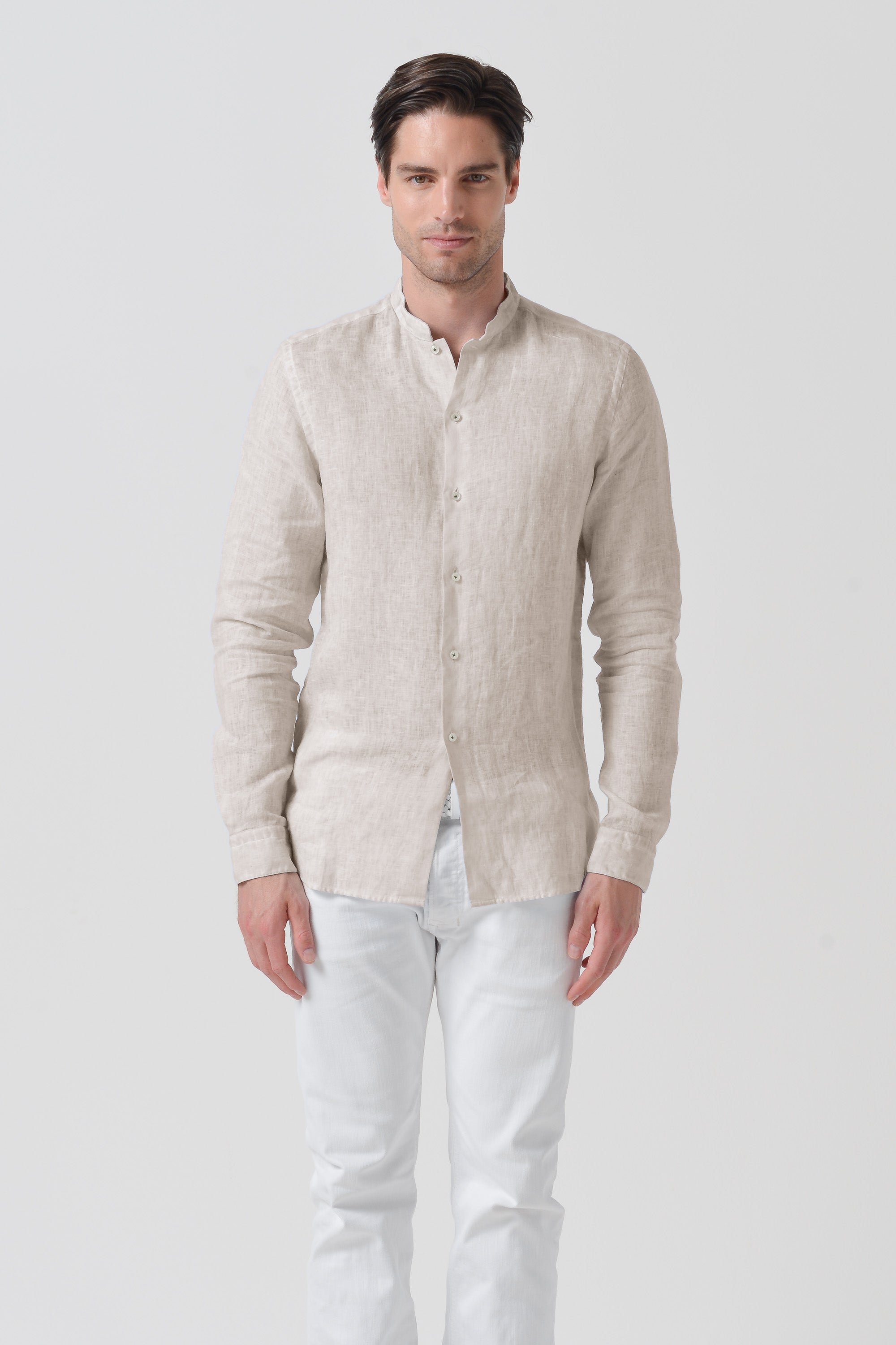 Camicia Lino Collo Coreana - Canapa