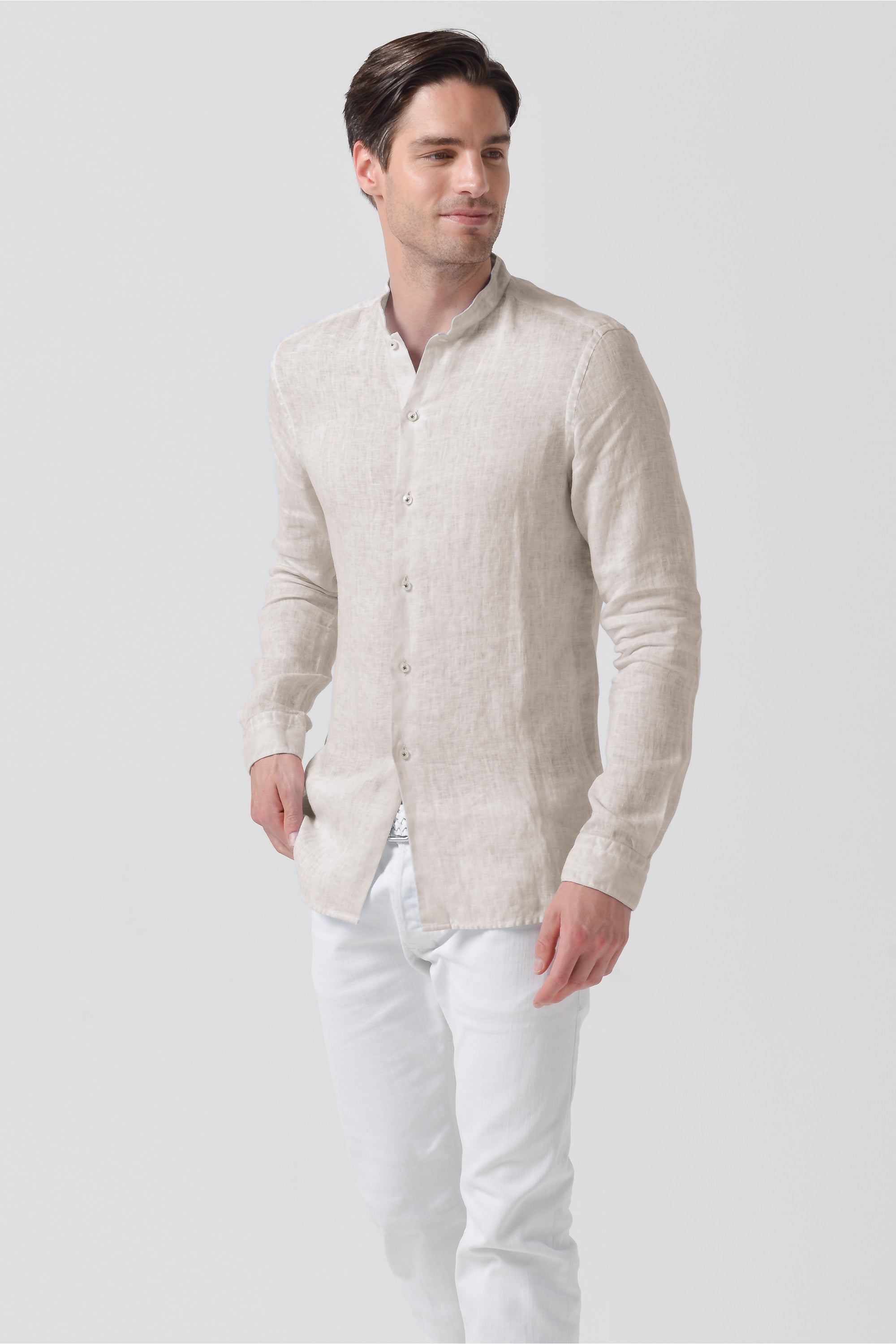 Camicia Lino Collo Coreana - Canapa