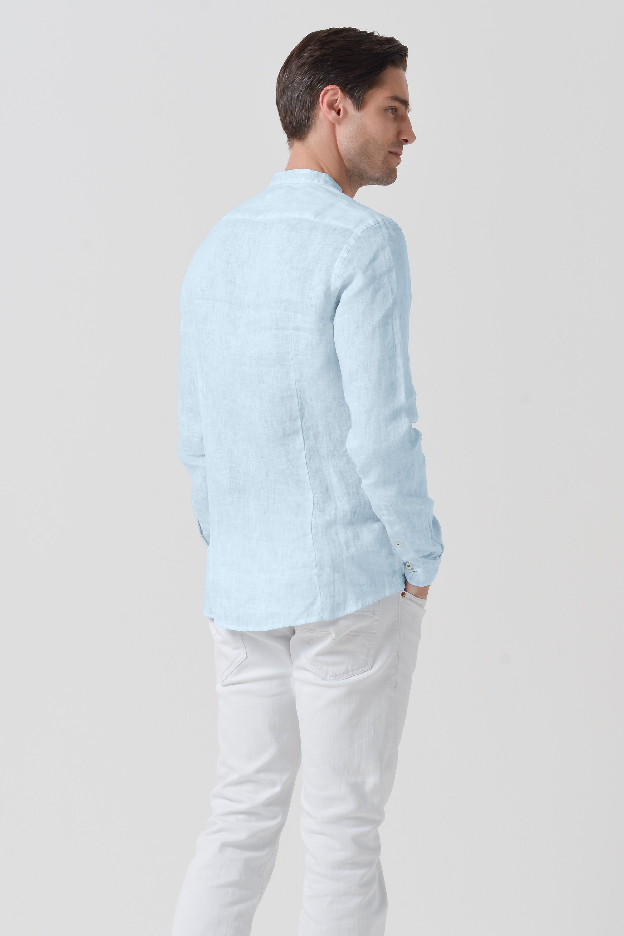Camicia Lino Collo Coreana - Anice