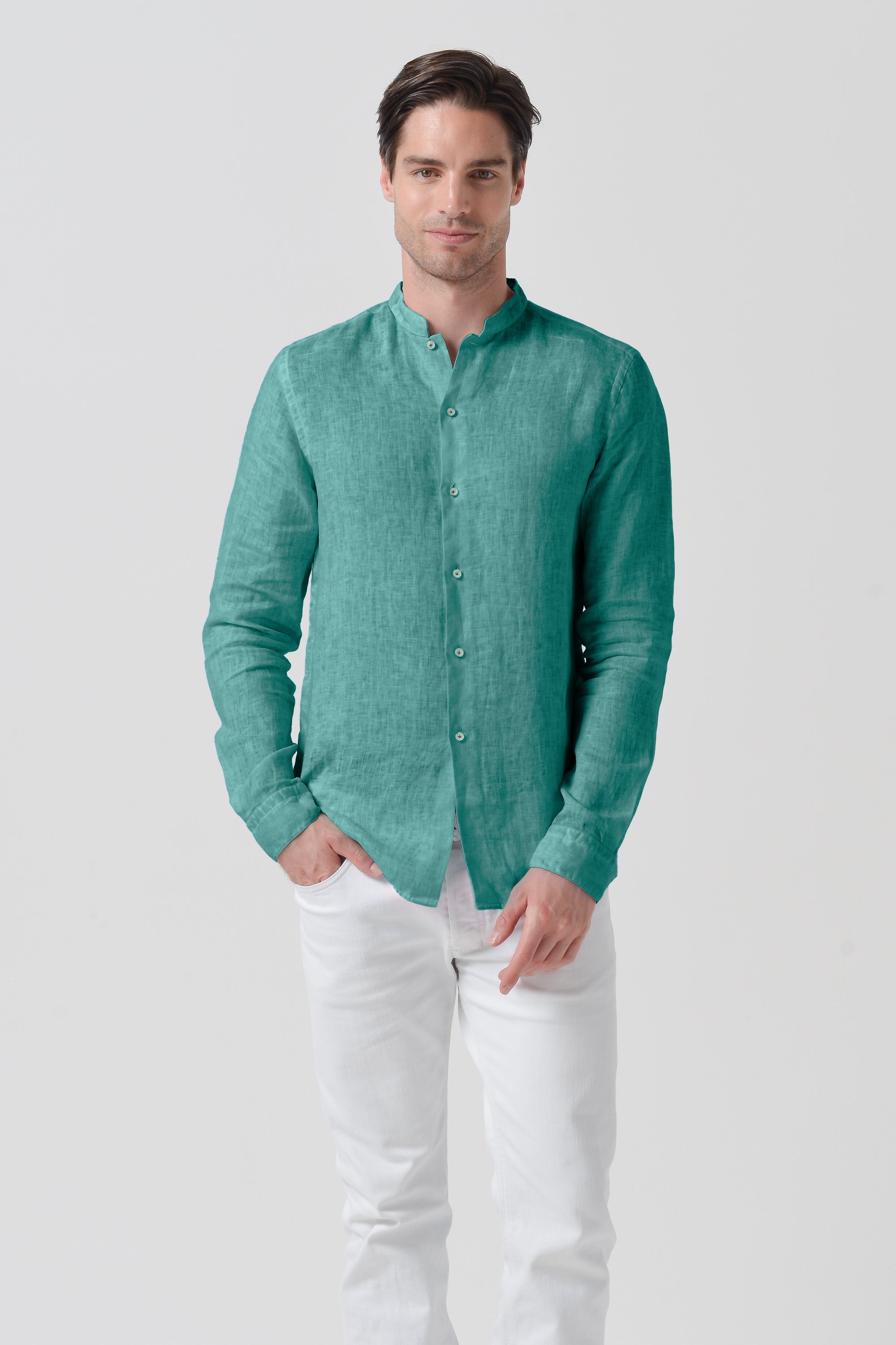 Camicia Lino Collo Coreana - Bahama
