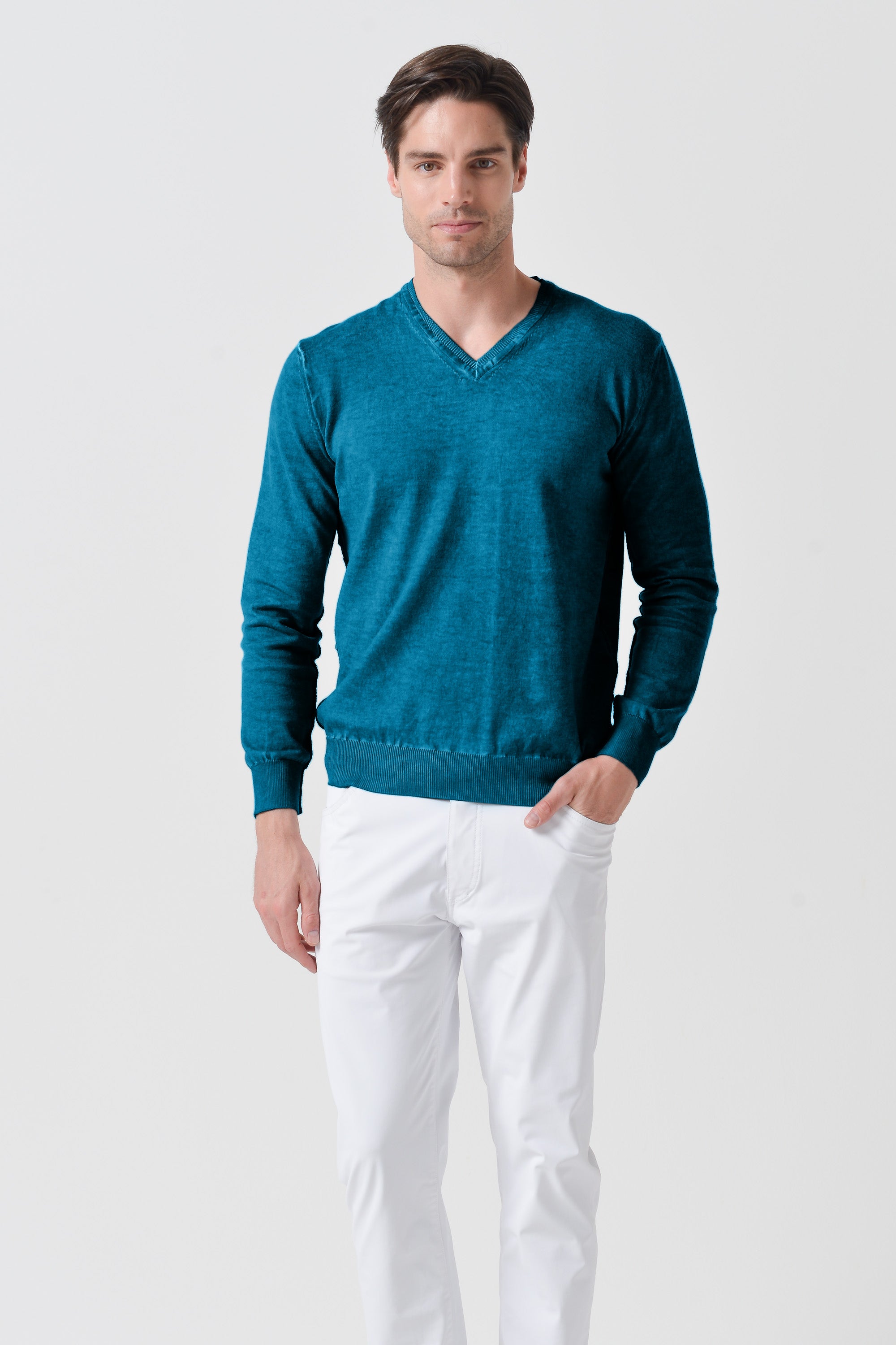 V-Neck Knit - Libeccio