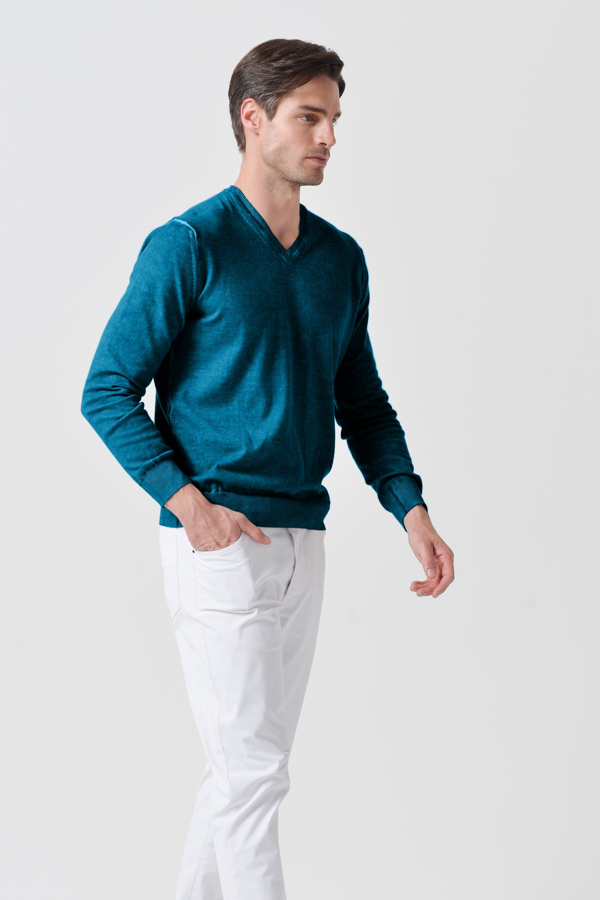 V-Neck Knit - Libeccio