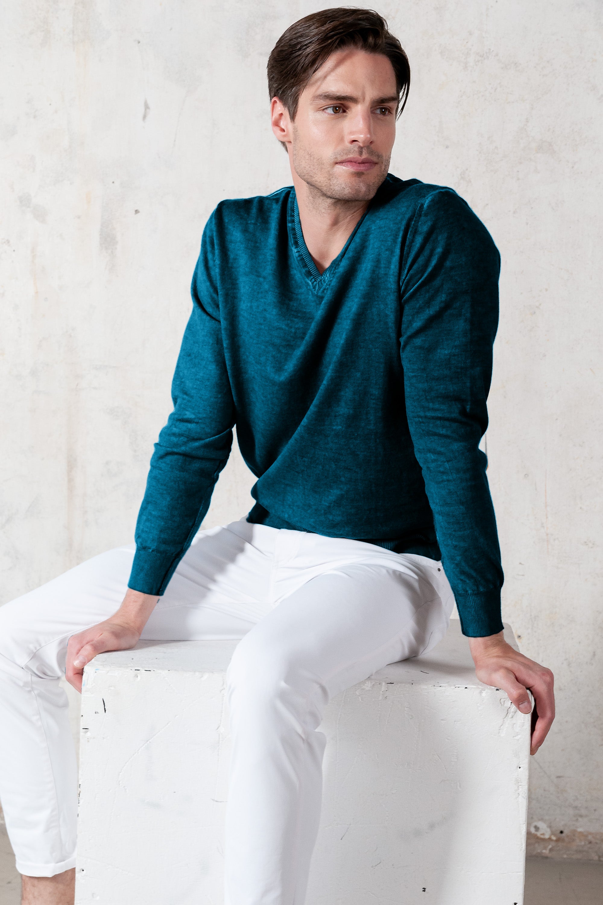 V-Neck Knit - Libeccio