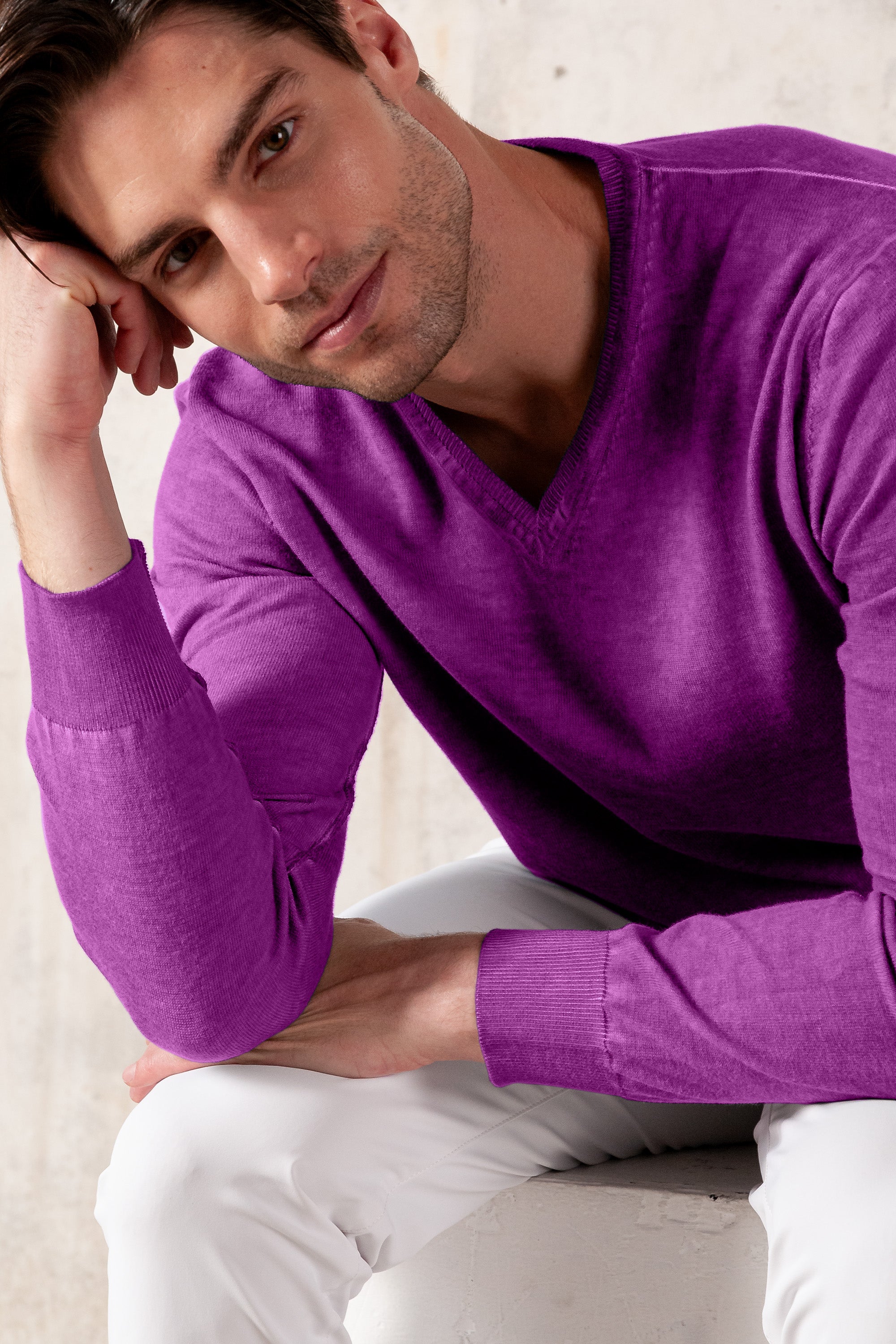 V-Neck Knit - Bouganvillea
