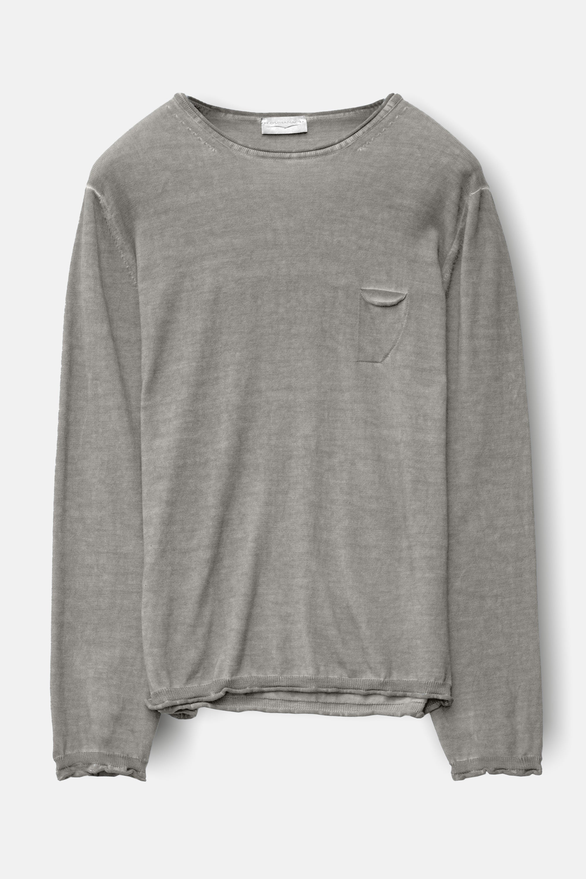 Rolled Hems Cotton Sweater - Dolphin