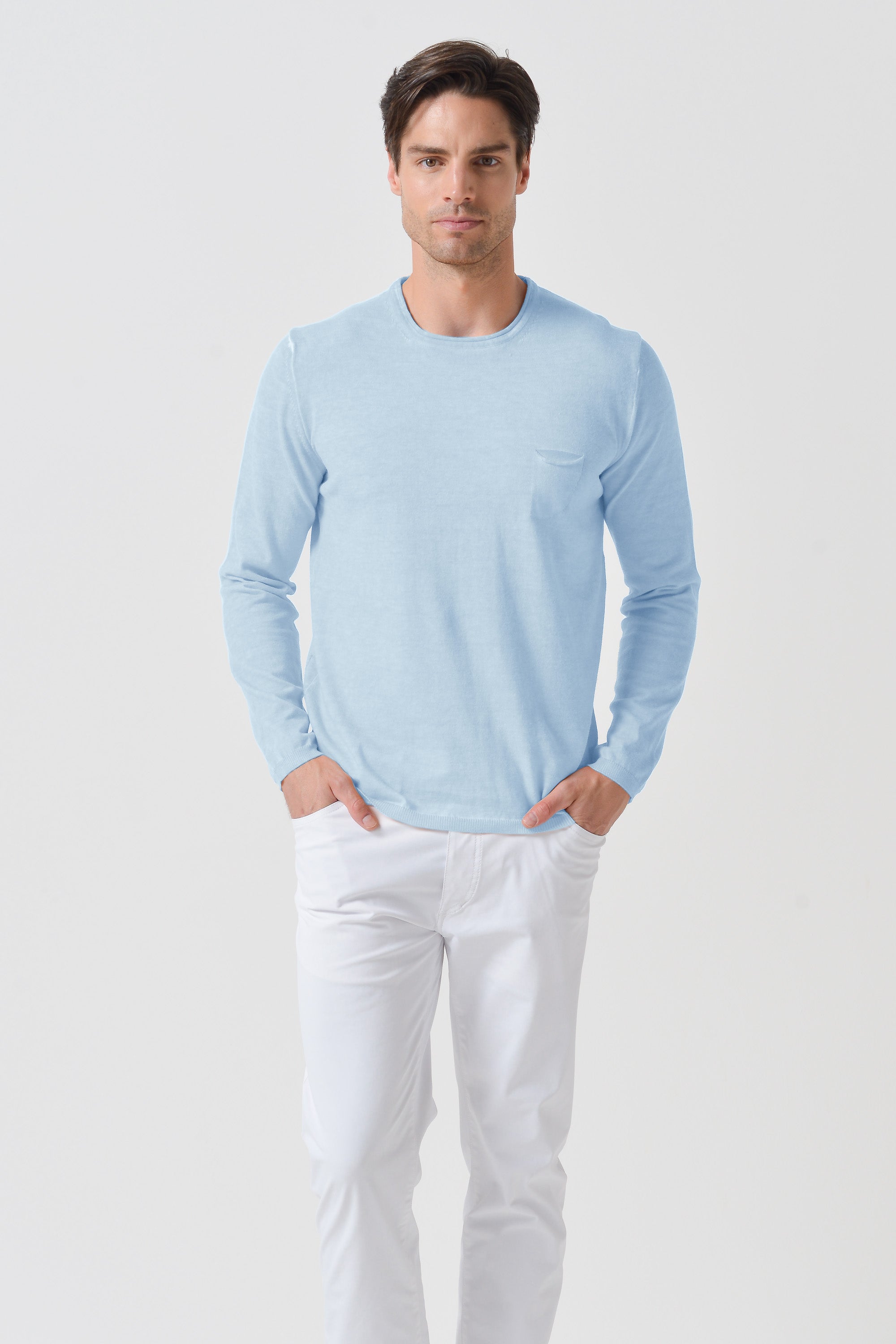 Rolled Hems Cotton Sweater - Aria