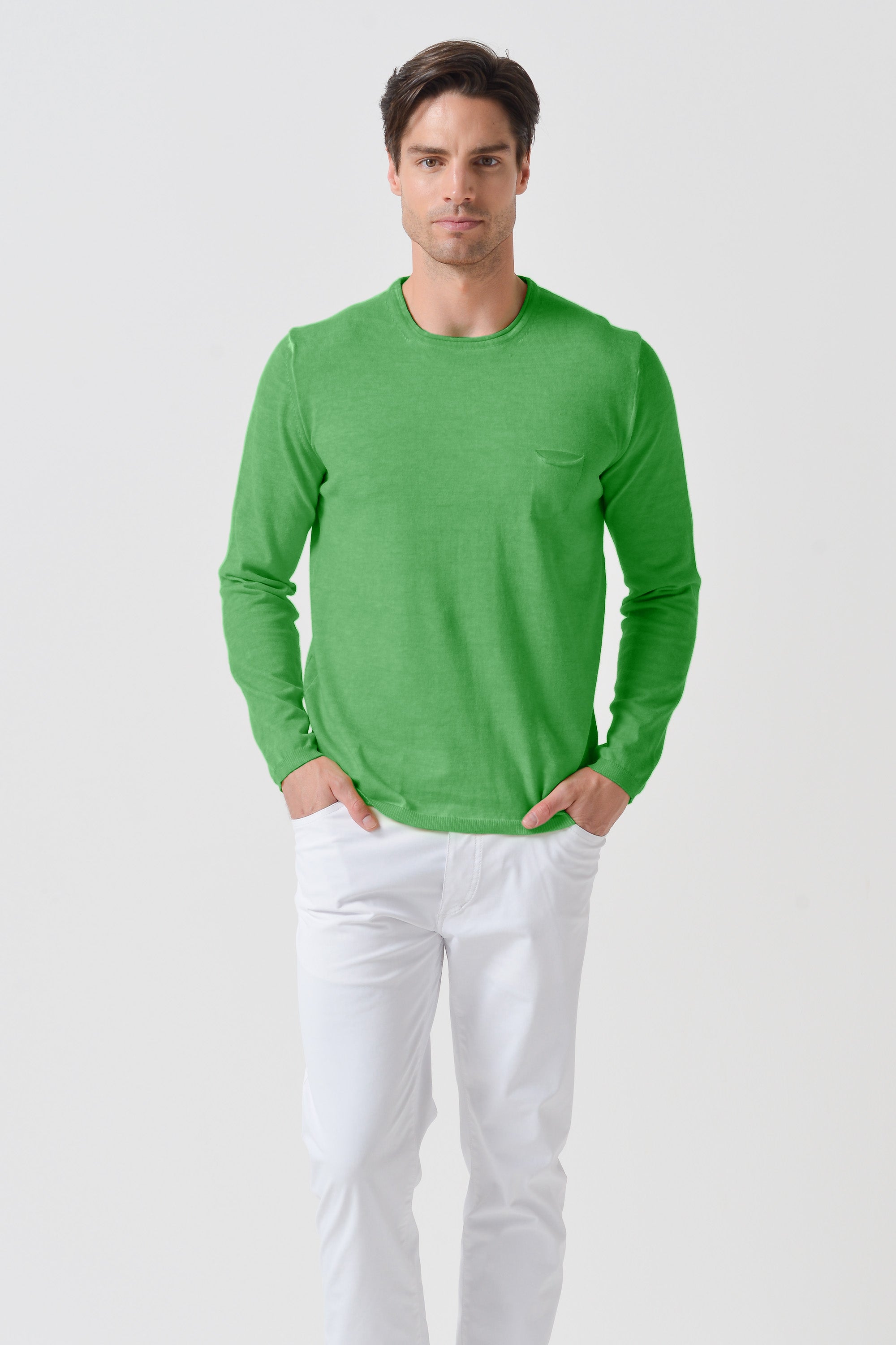 Rolled Hems Cotton Sweater - Martinica