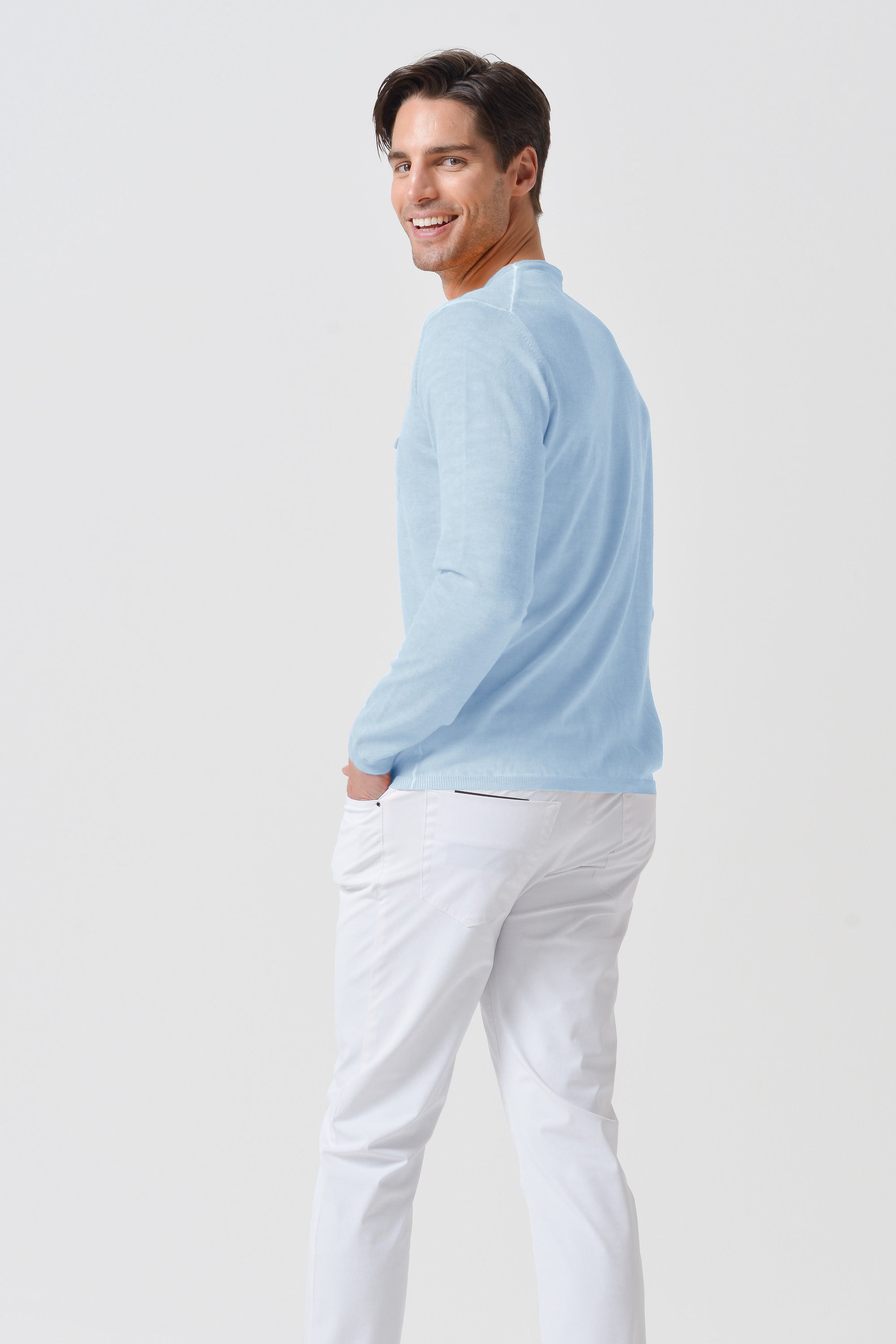 Rolled Hems Cotton Sweater - Aria