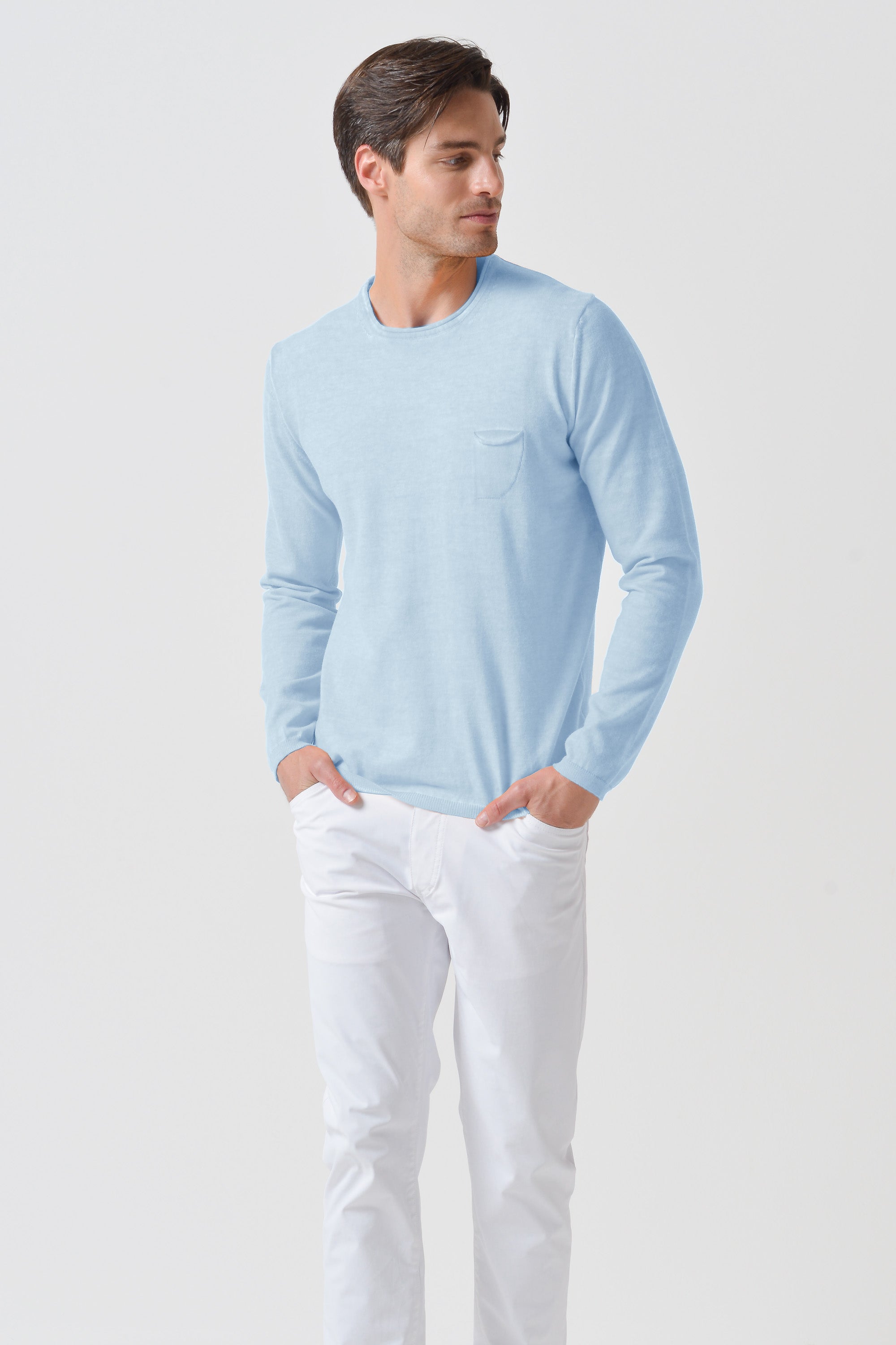 Rolled Hems Cotton Sweater - Aria