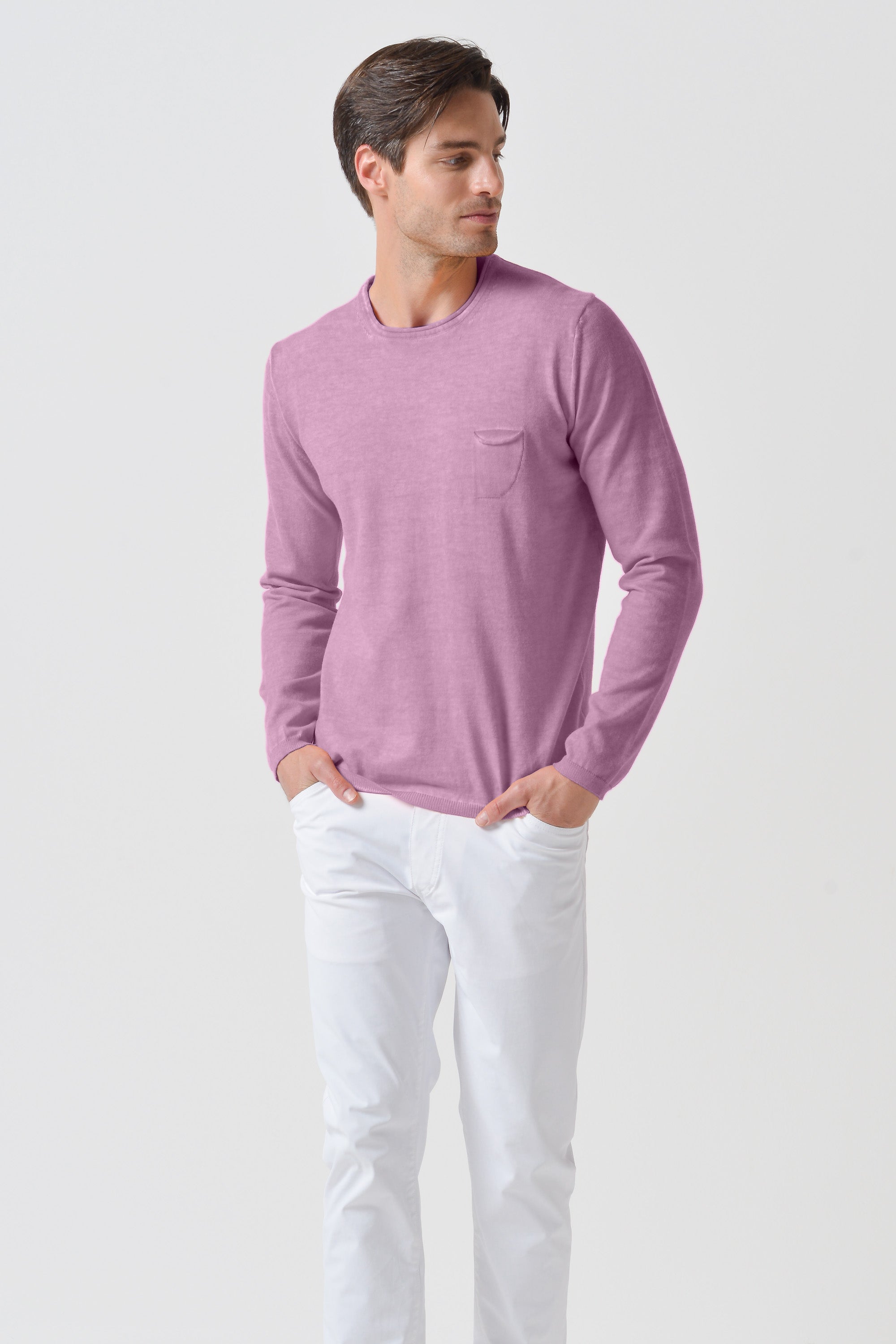 Rolled Hems Cotton Sweater - Peonia