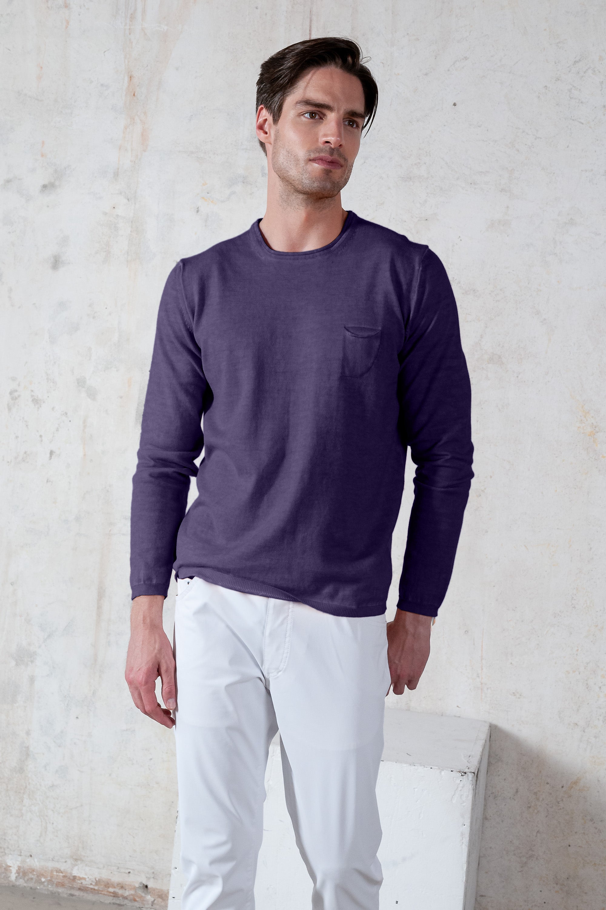 Rolled Hems Cotton Sweater - Mirto