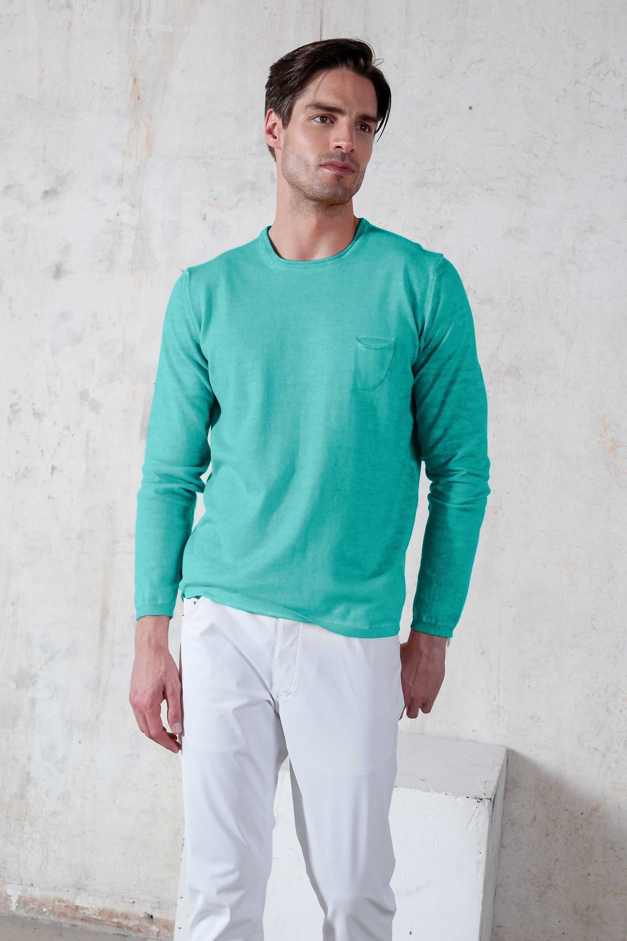 Rolled Hems Cotton Sweater - Paraggi