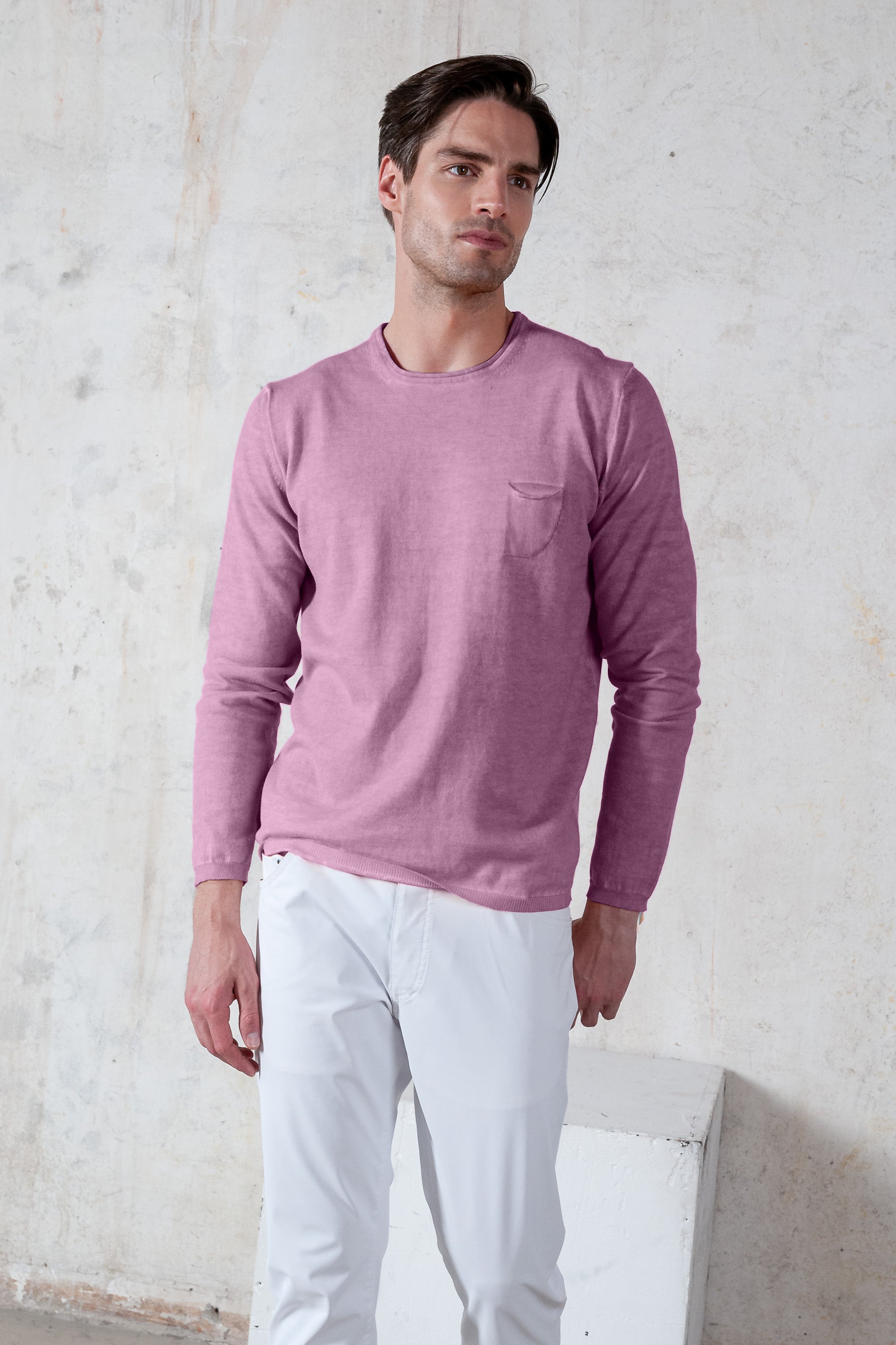 Rolled Hems Cotton Sweater - Peonia