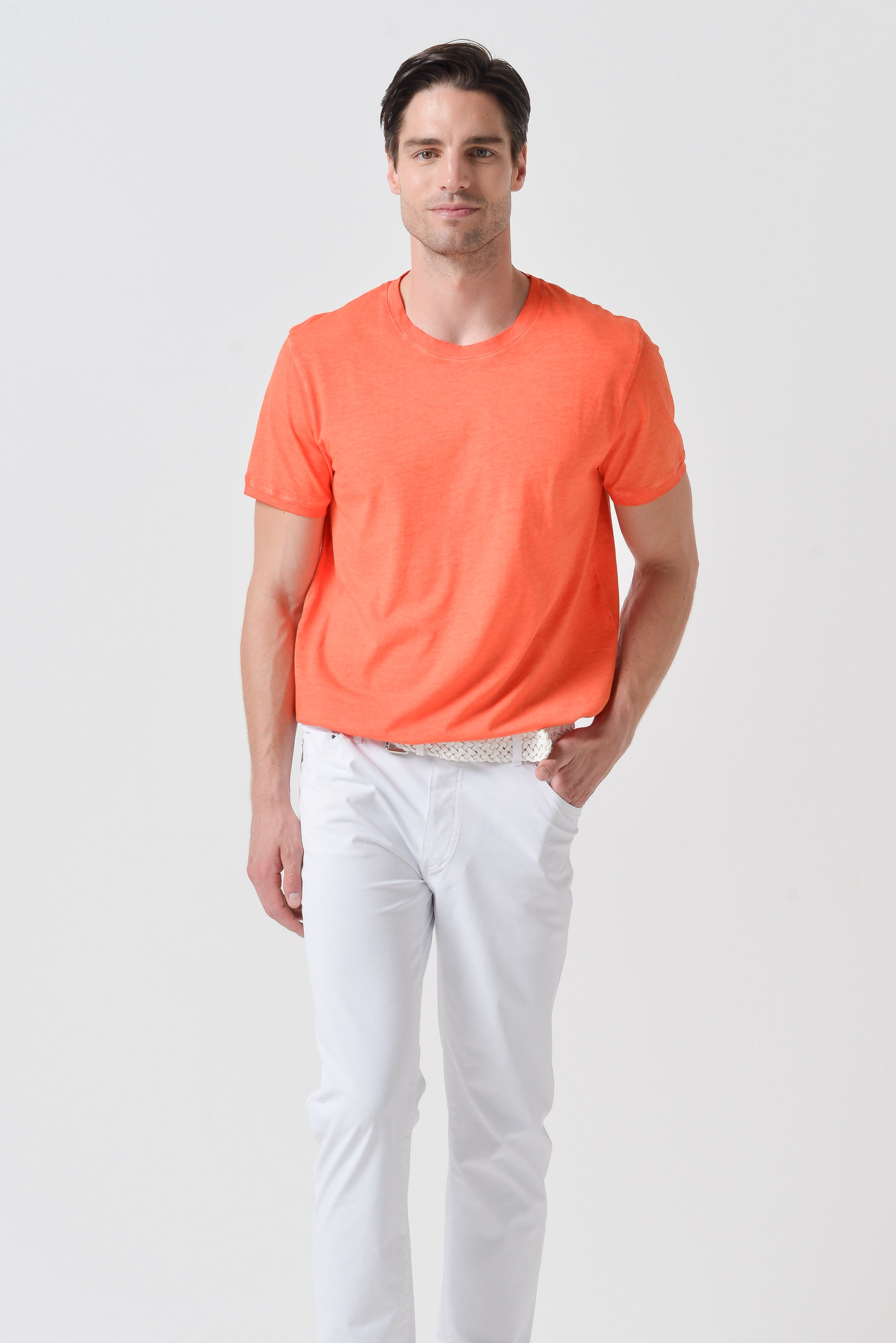 Smart Casual Cotton T-Shirt - Papaya