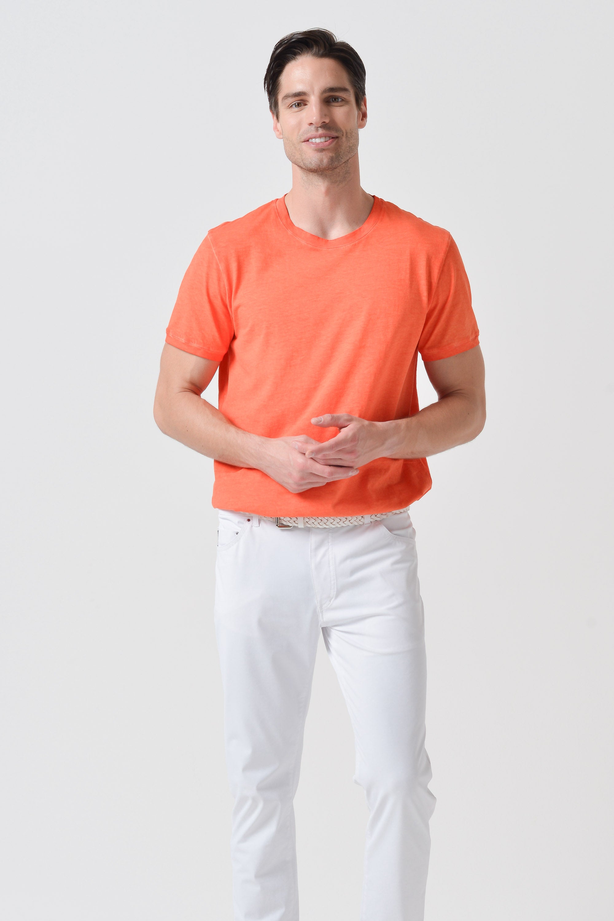 Smart Casual Cotton T-Shirt - Papaya