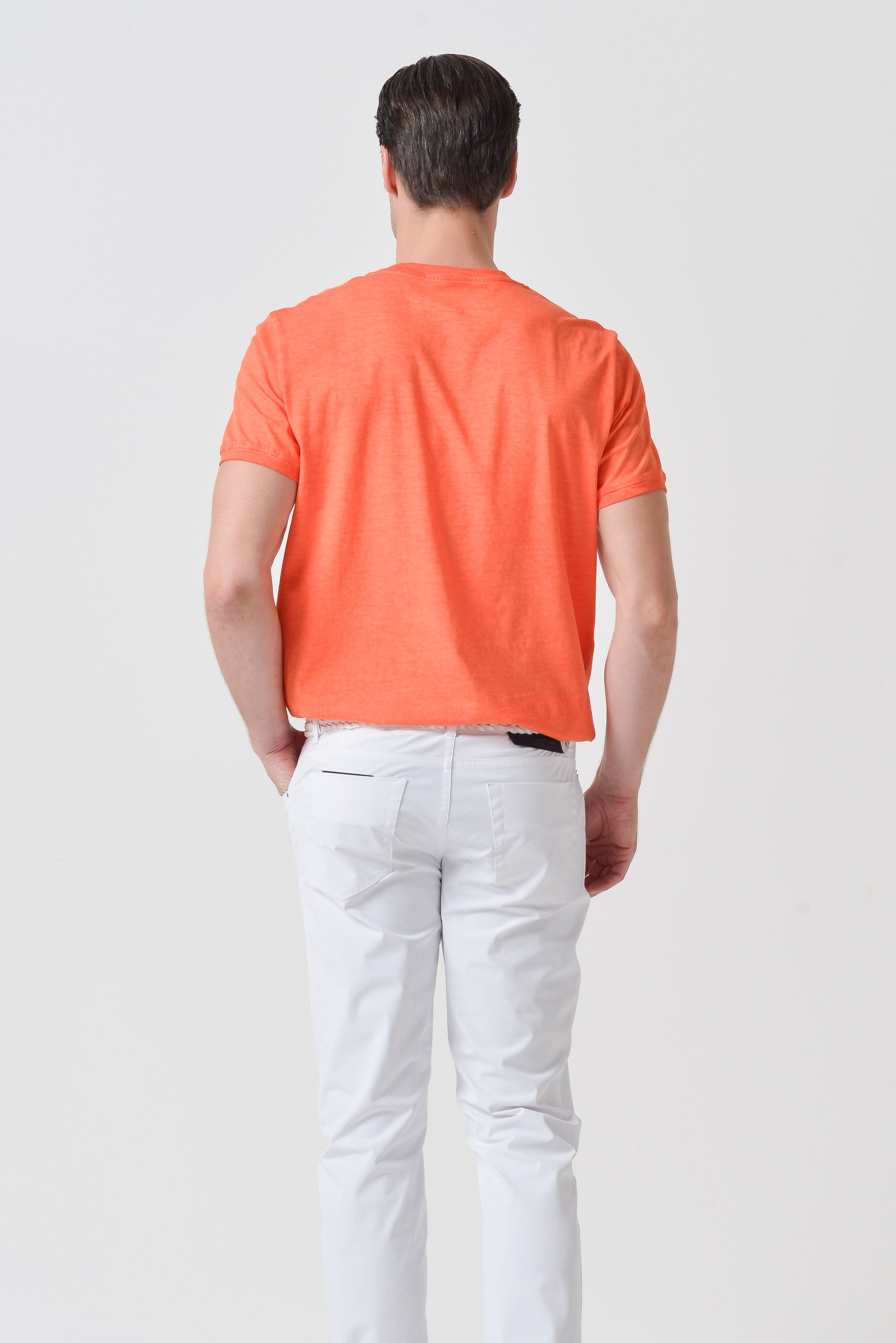 Smart Casual Cotton T-Shirt - Papaya