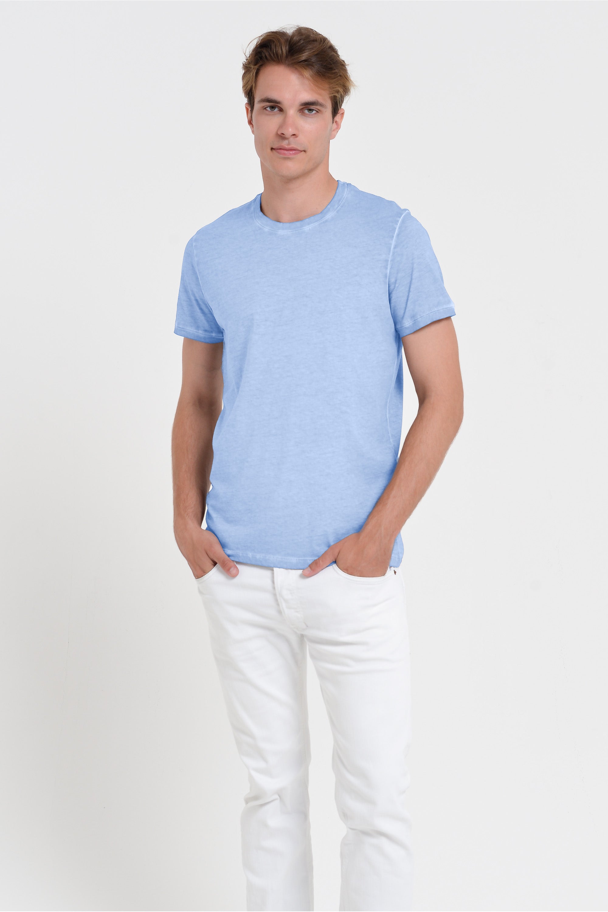 Smart Casual Cotton T-Shirt - Cielo