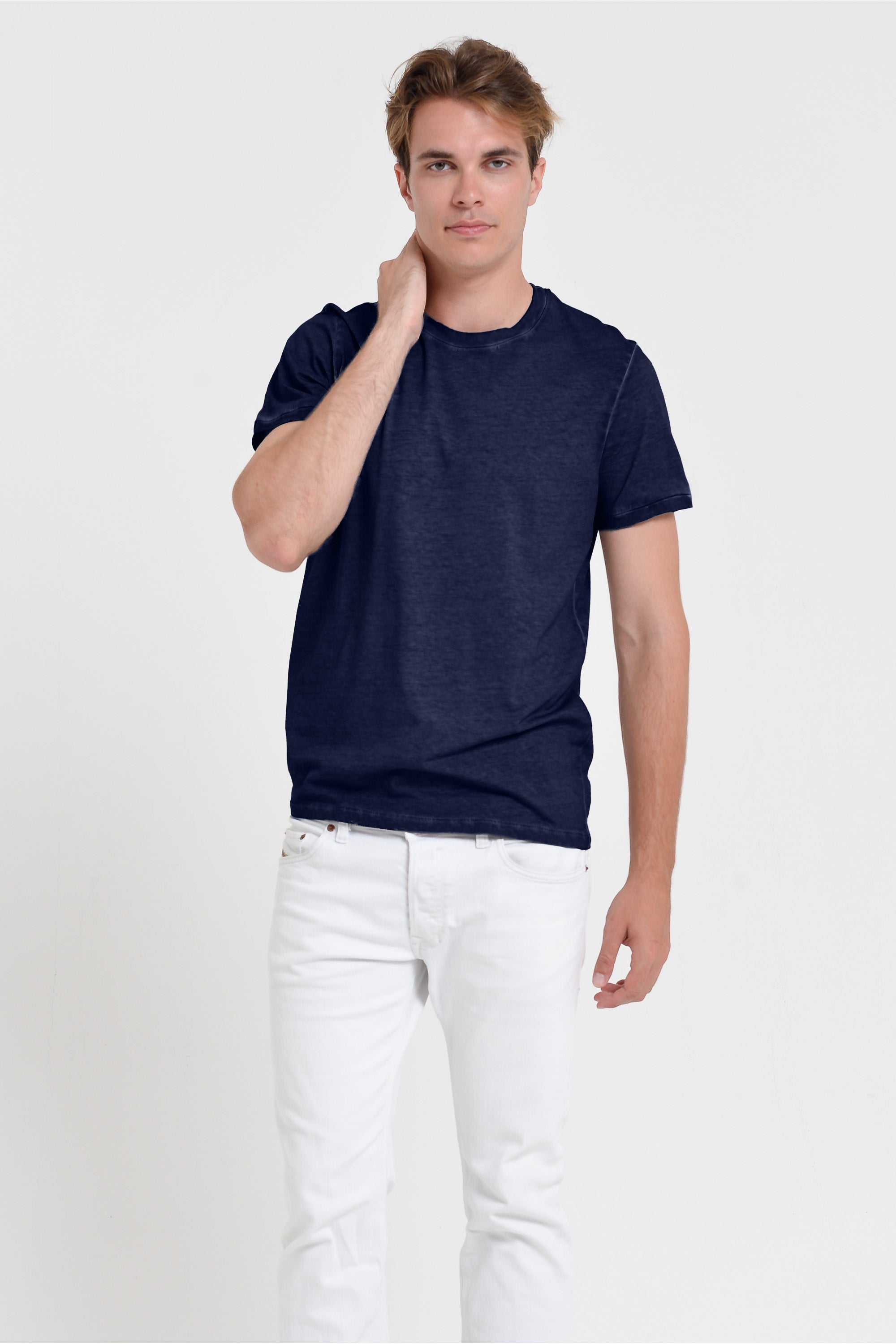 Smart Casual Cotton T-Shirt - Navy