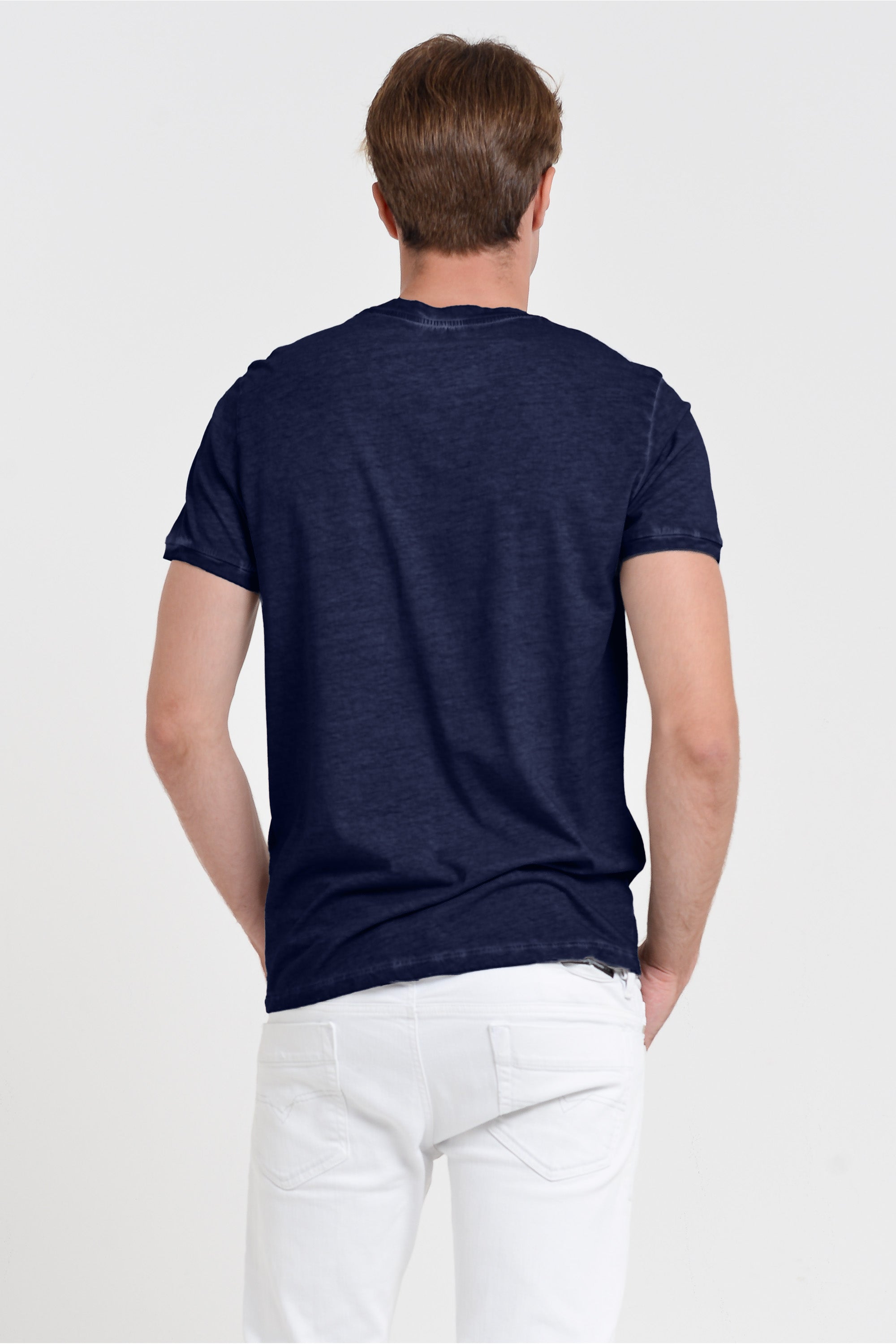 Smart Casual Cotton T-Shirt - Navy