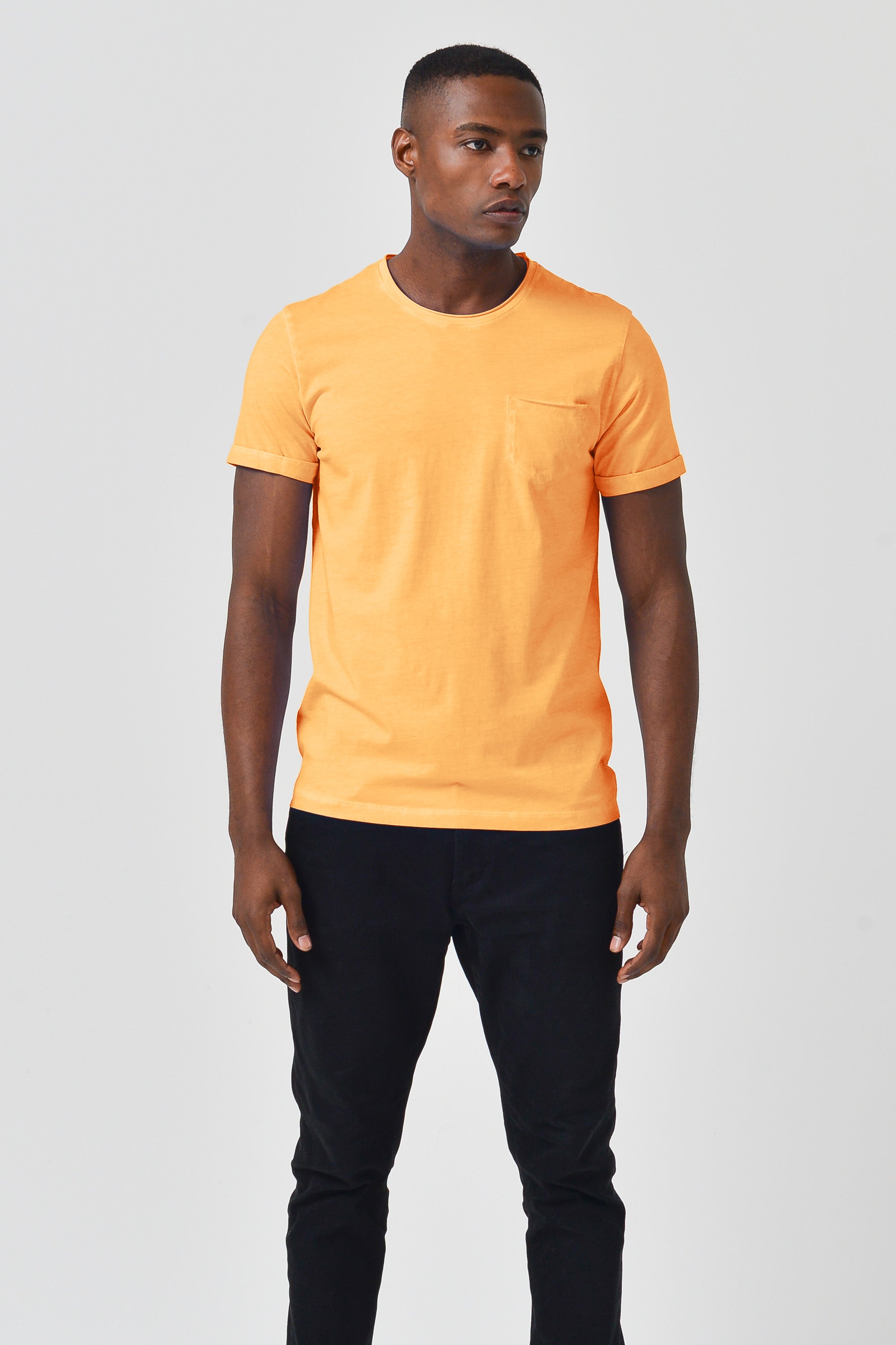 Plain Pocket Cotton T-Shirt - Apricot