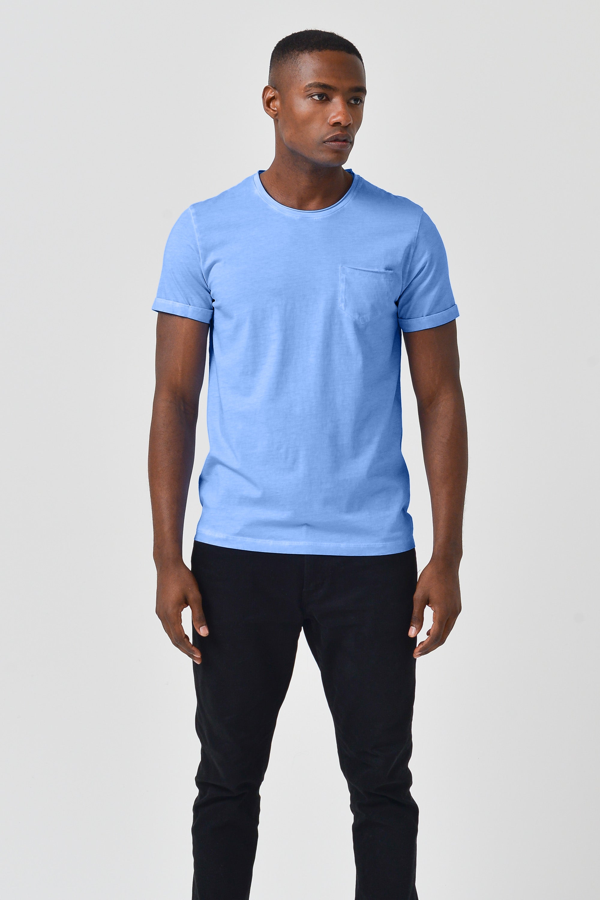Plain Pocket Cotton T-Shirt - Santorini