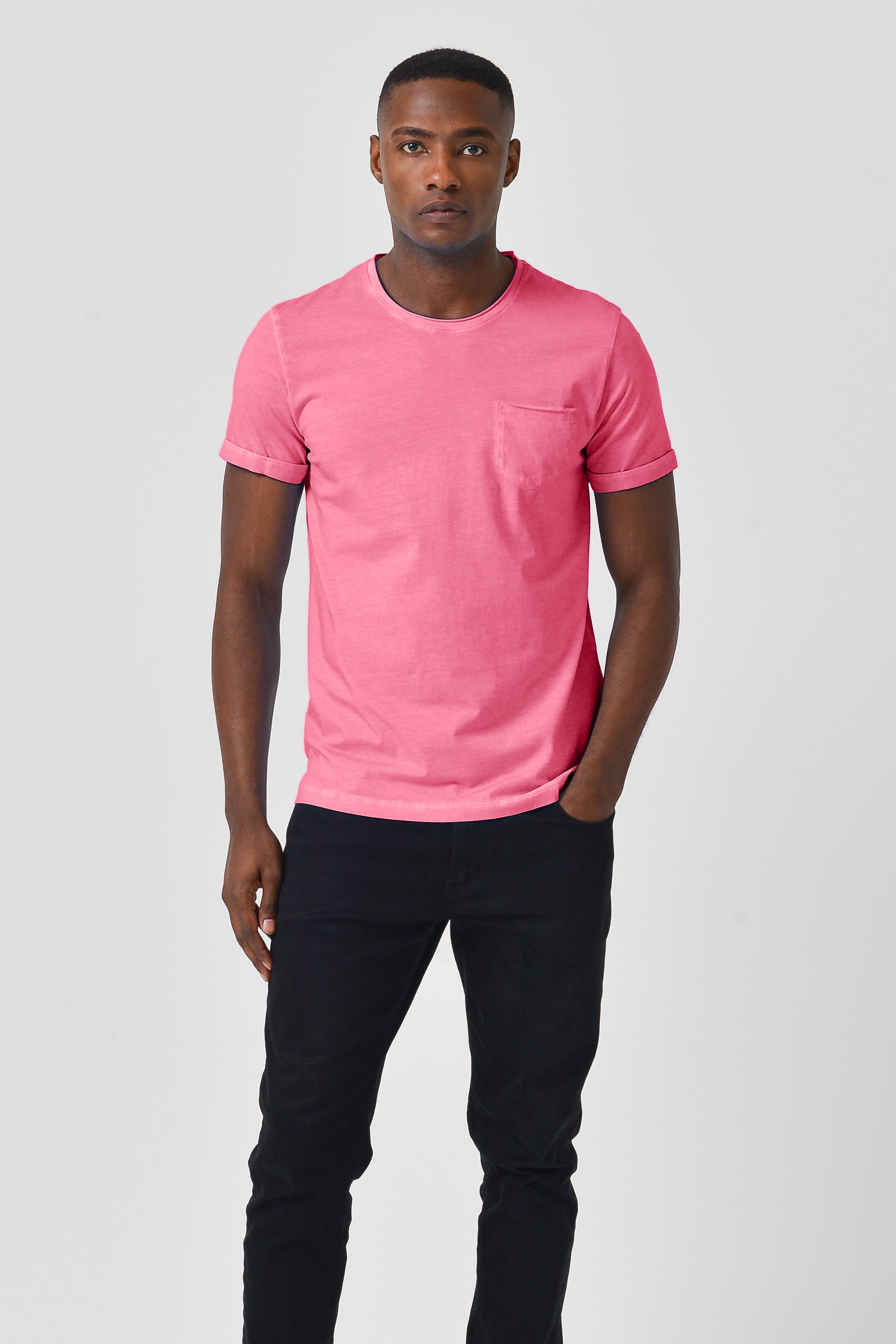 Plain Pocket Cotton T-Shirt - Azalea