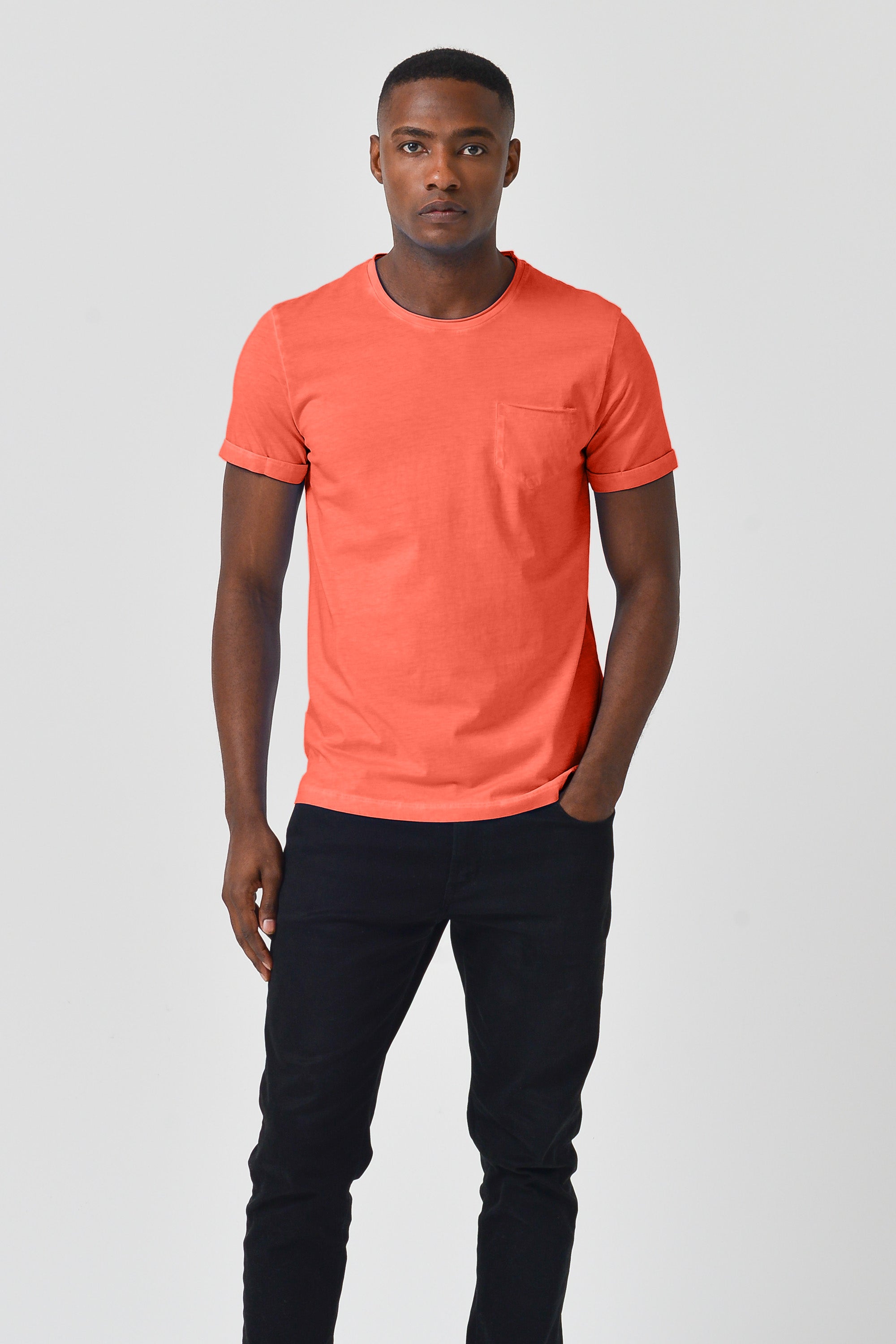 Plain Pocket Cotton T-Shirt - Lobster
