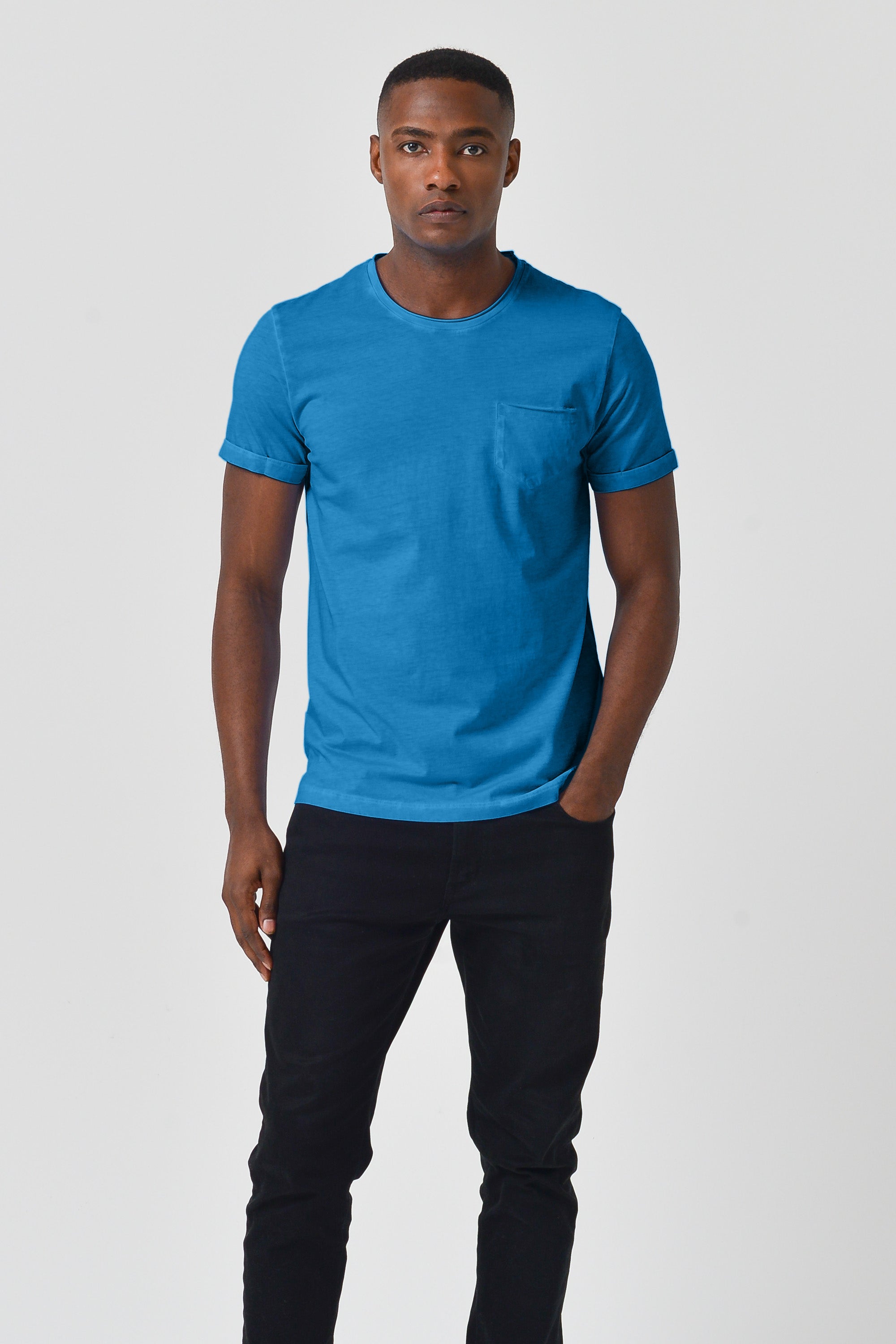 Plain Pocket Cotton T-Shirt - Mistral