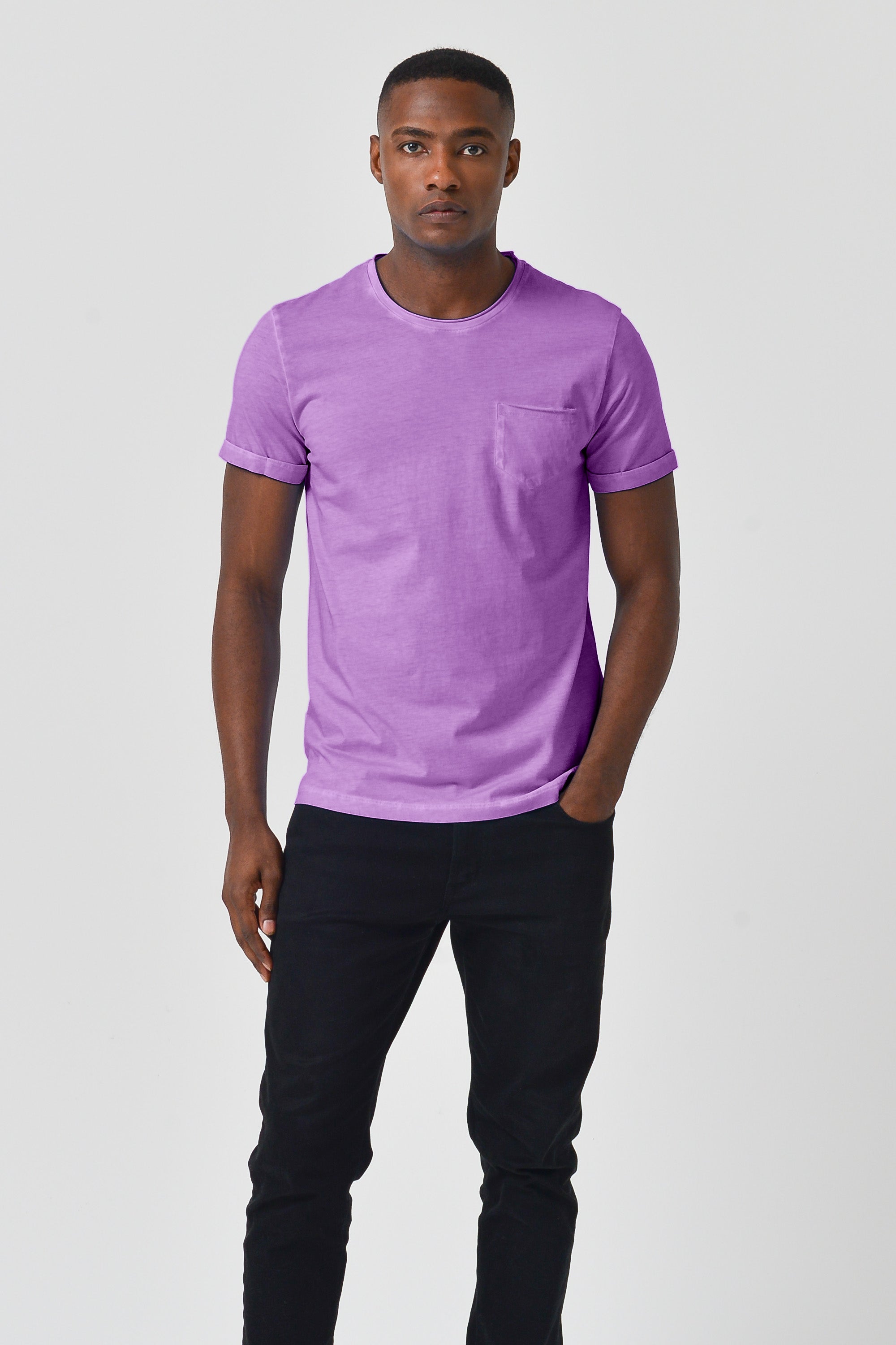 Plain Pocket Cotton T-Shirt - Morado