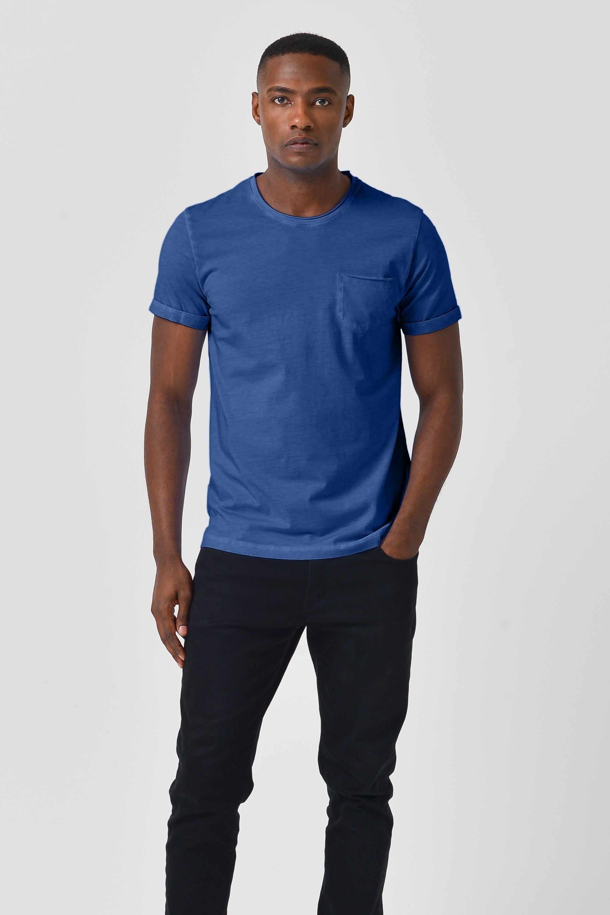 Plain Pocket Cotton T-Shirt - Pacific