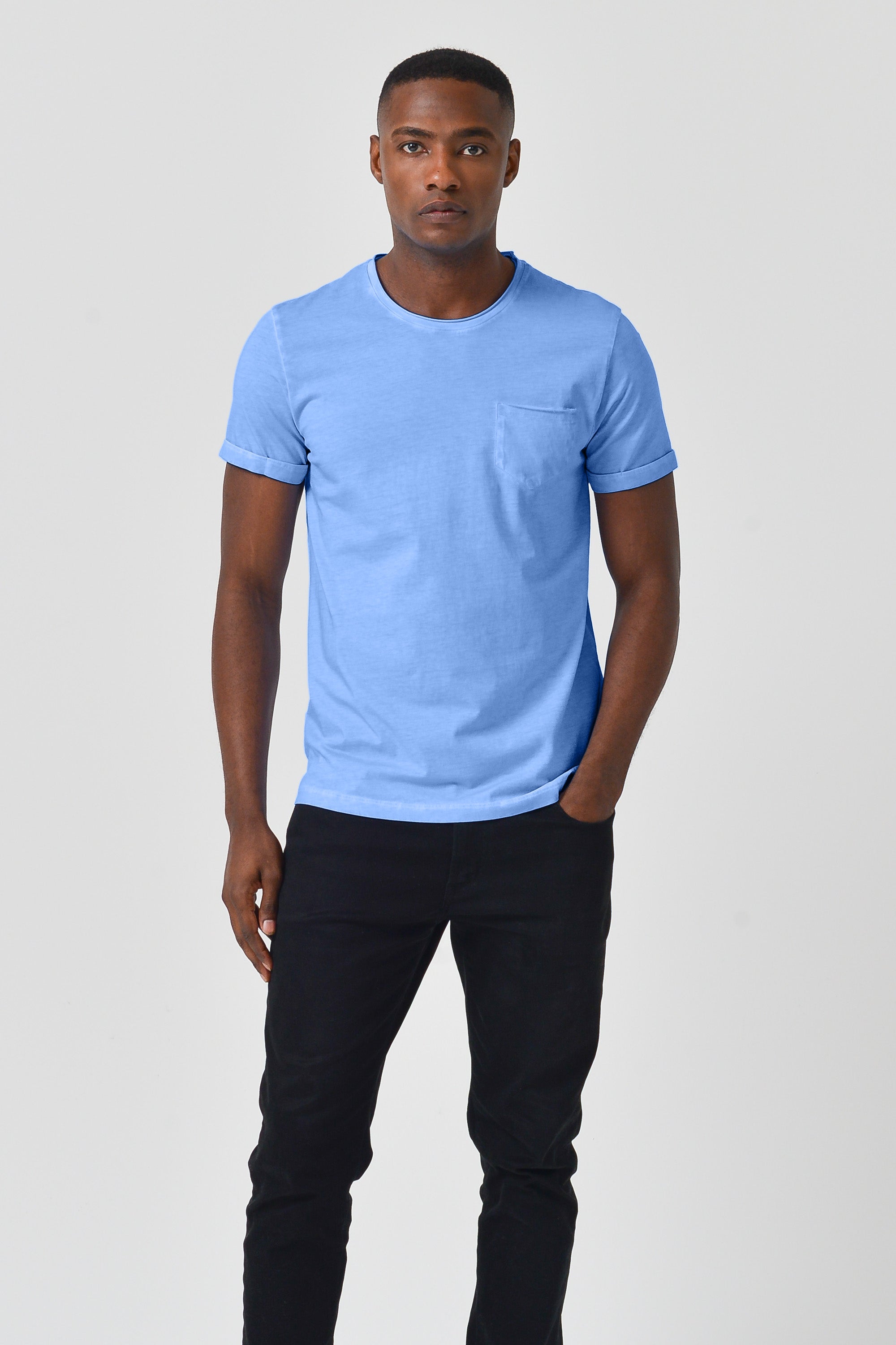 Plain Pocket Cotton T-Shirt - Santorini