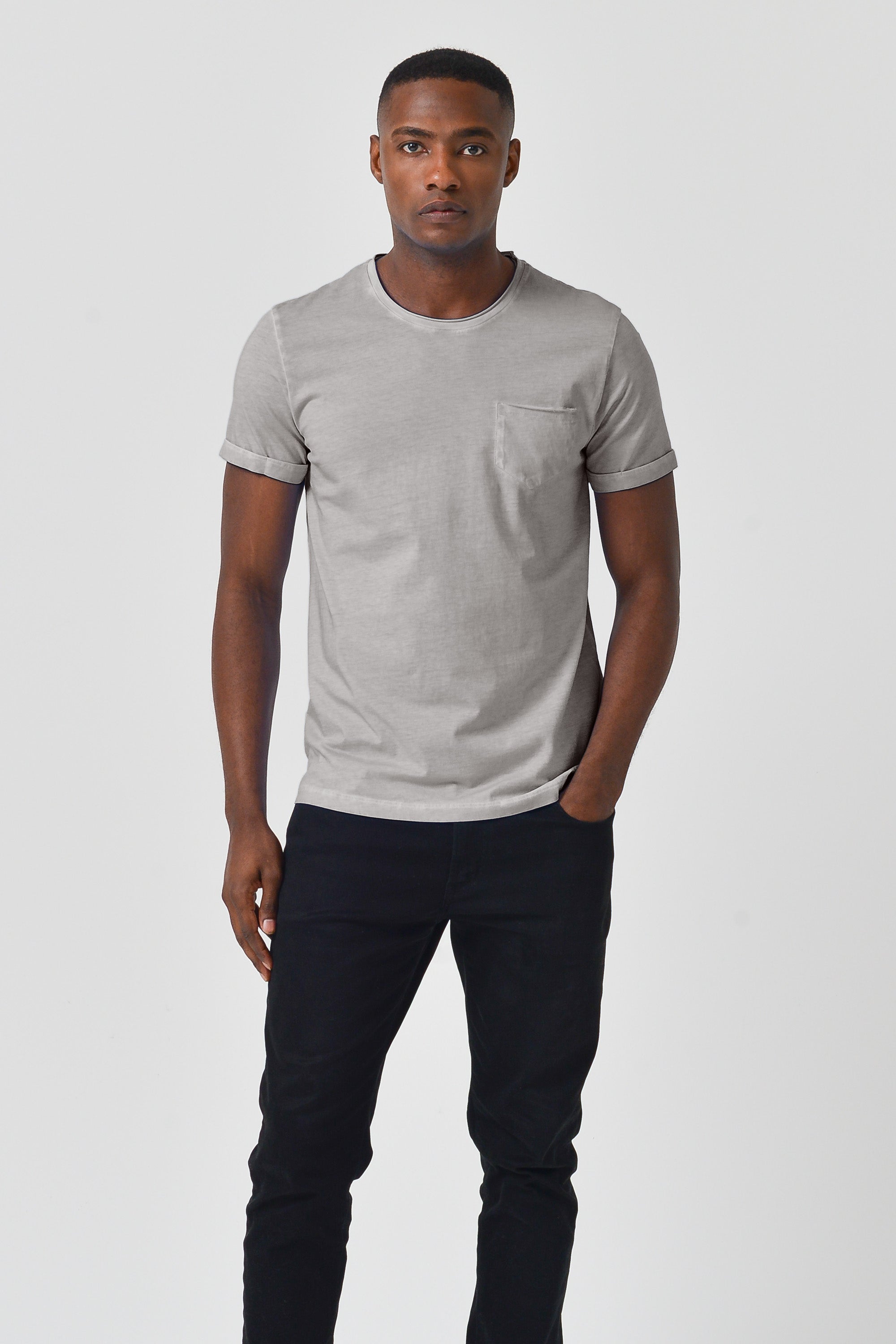 Plain Pocket Cotton T-Shirt - Steel