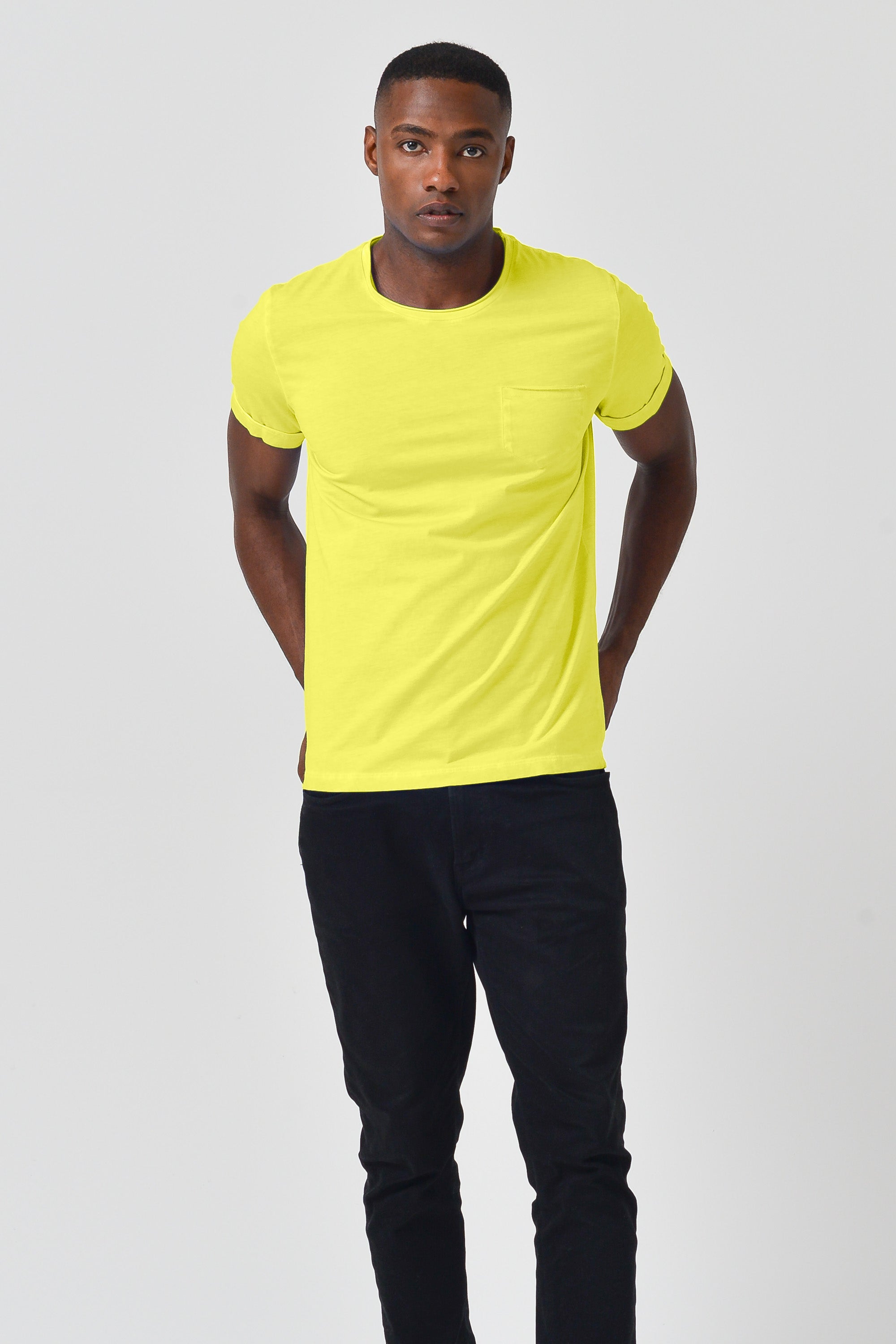 Plain Pocket Cotton T-Shirt - Lime