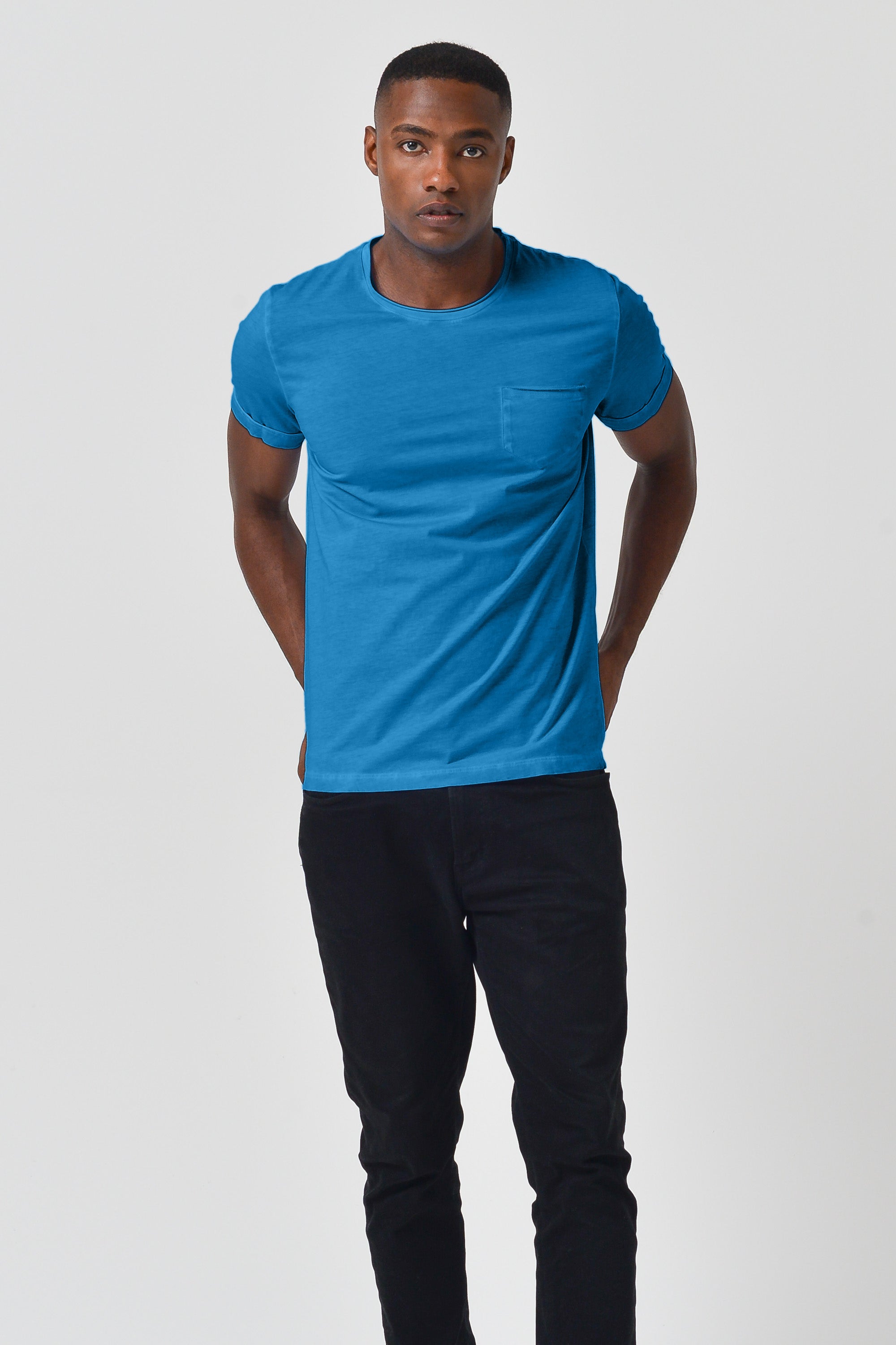Plain Pocket Cotton T-Shirt - Mistral