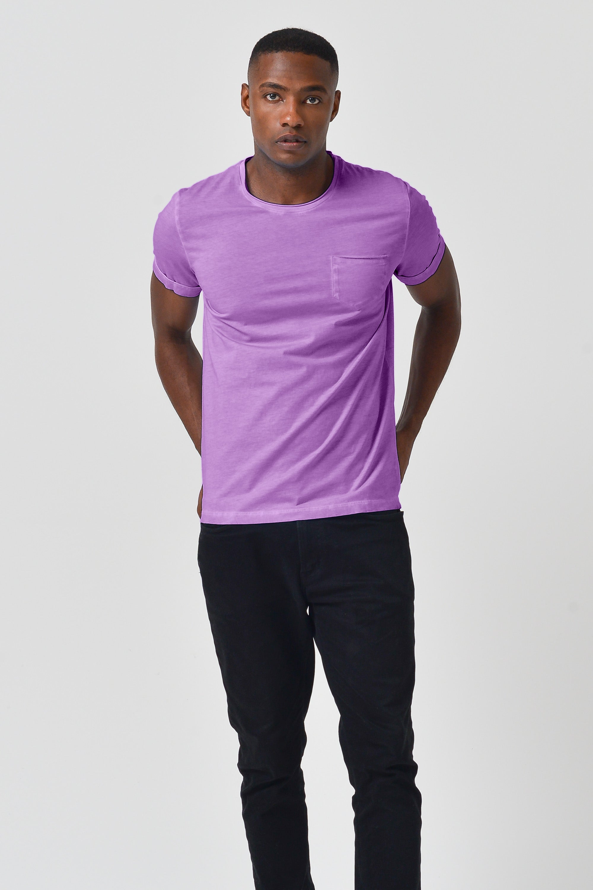 Plain Pocket Cotton T-Shirt - Morado