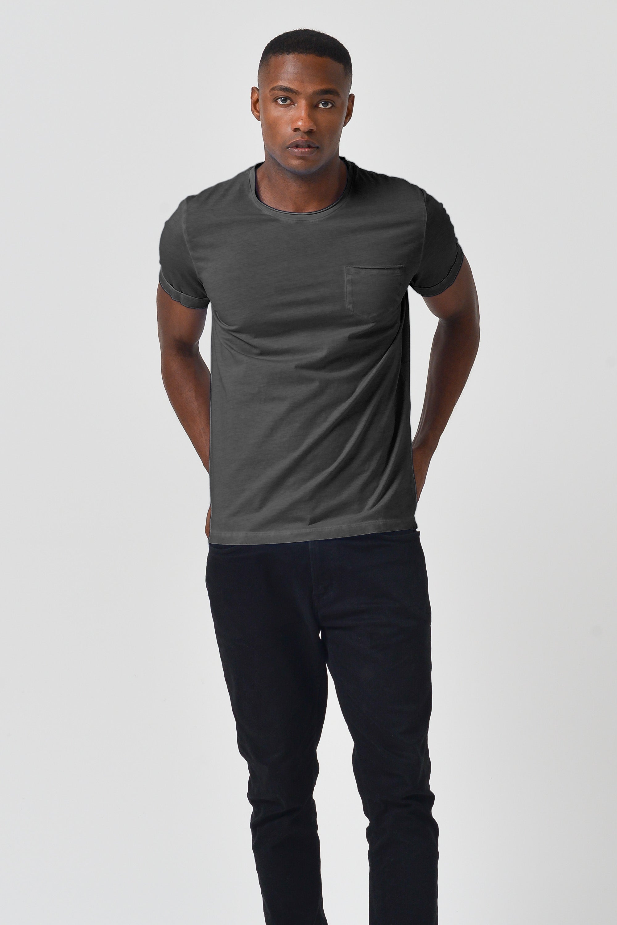 Plain Pocket Cotton T-Shirt - Pietra