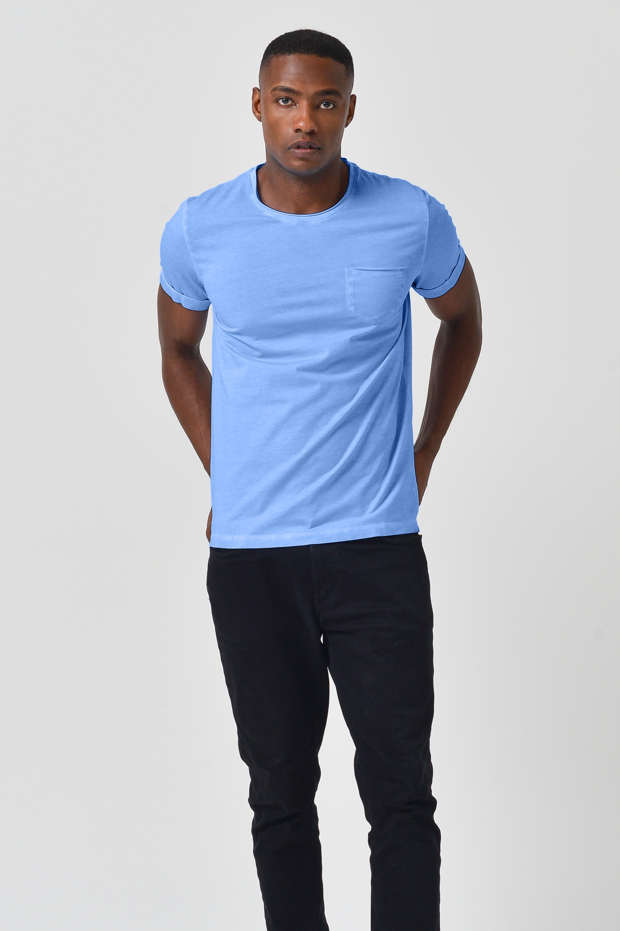 Plain Pocket Cotton T-Shirt - Santorini