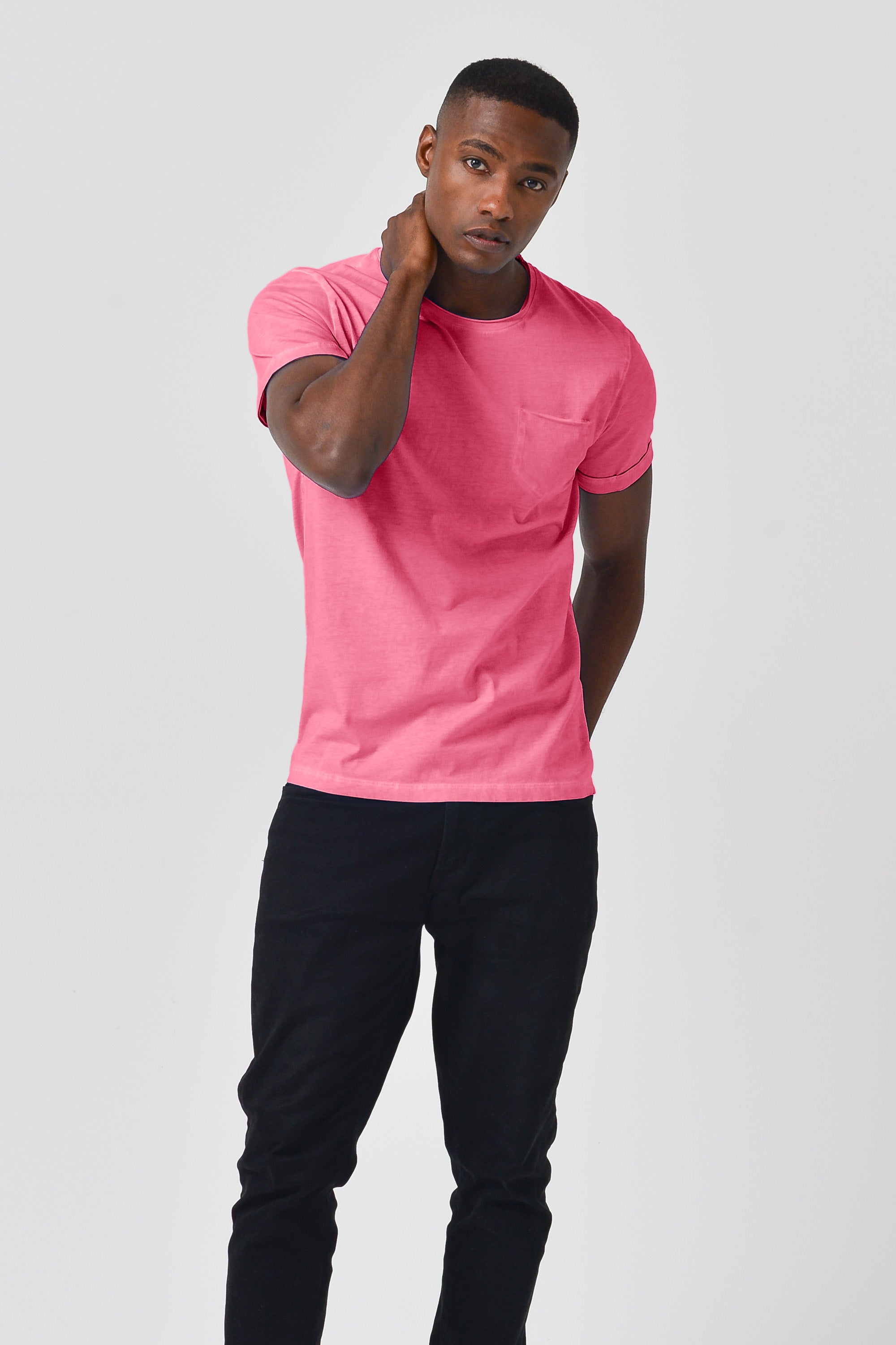 Plain Pocket Cotton T-Shirt - Azalea