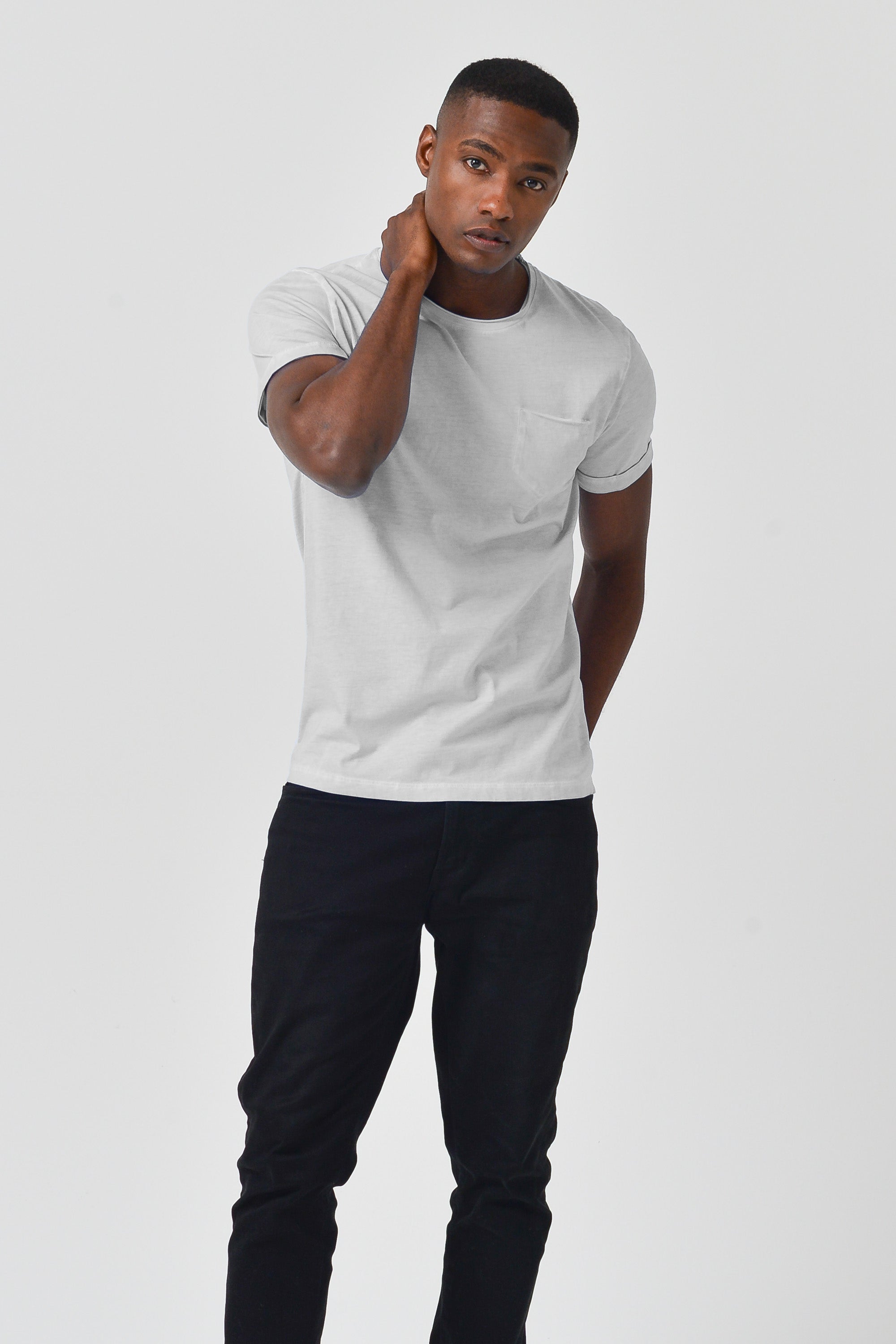 Plain Pocket Cotton T-Shirt - Marmo