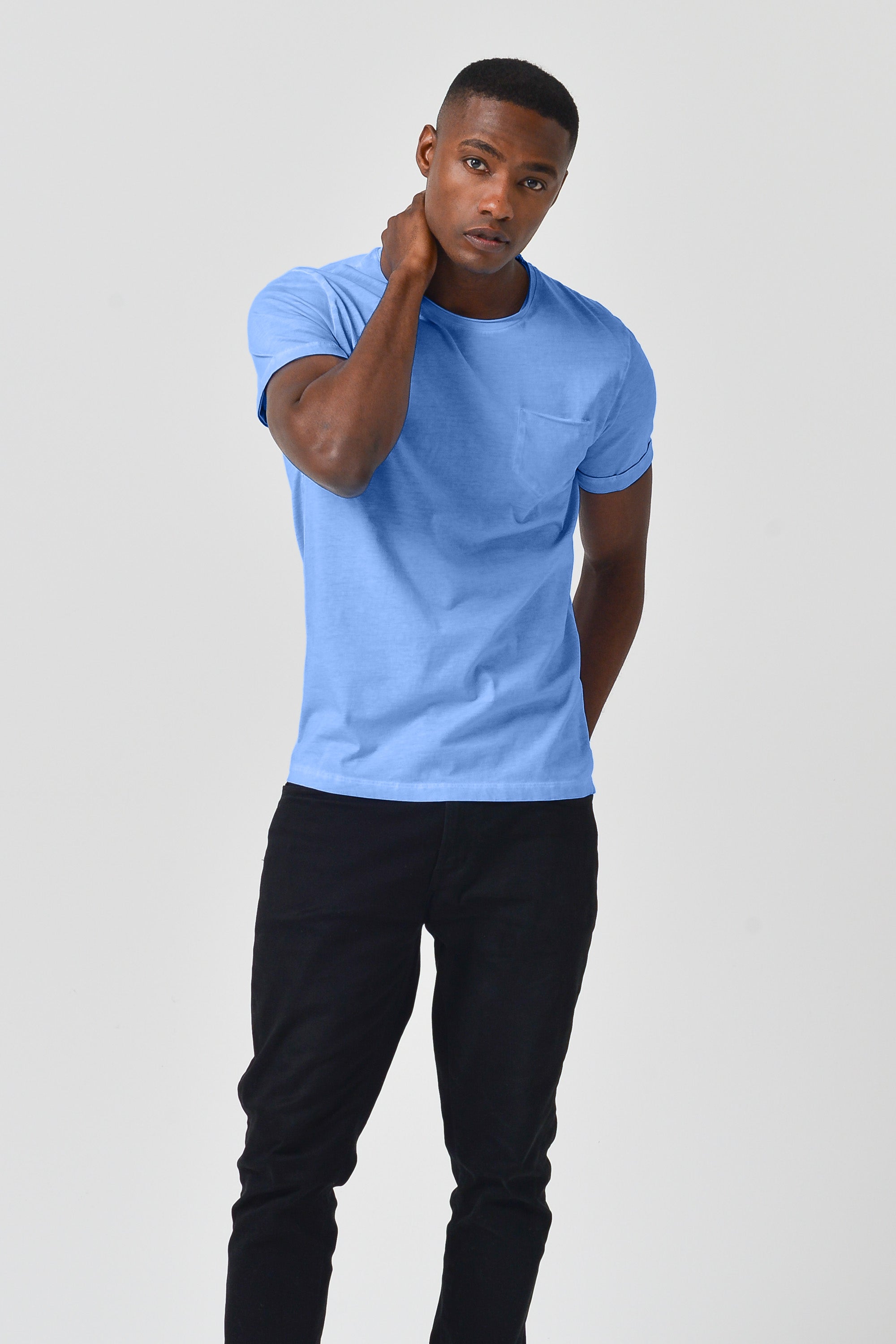 Plain Pocket Cotton T-Shirt - Santorini